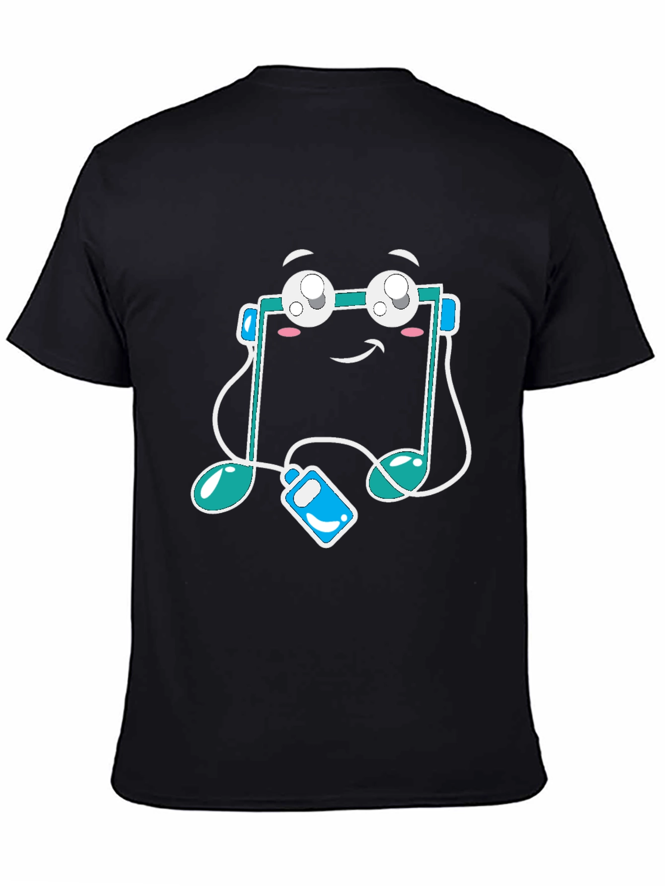 Black Musical Note Graphic Tee - Black Cotton T-Shirt view 4