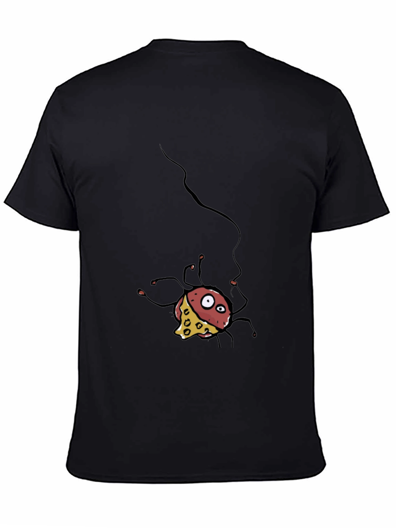 Black Funny Spider Cheese T-Shirt - Black view 4