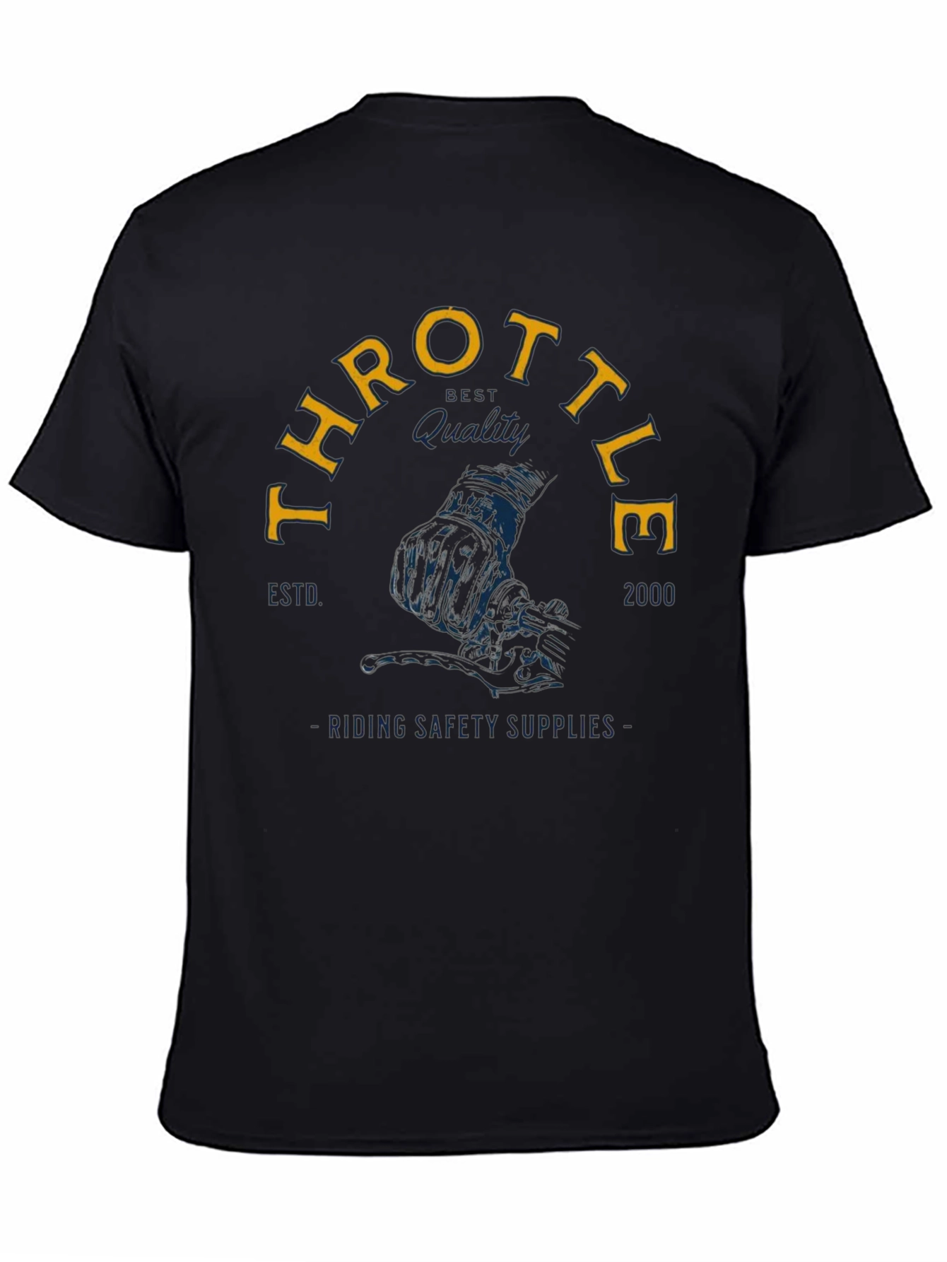 Black Throttle Rider Graphic Tee - Black Cotton view 4