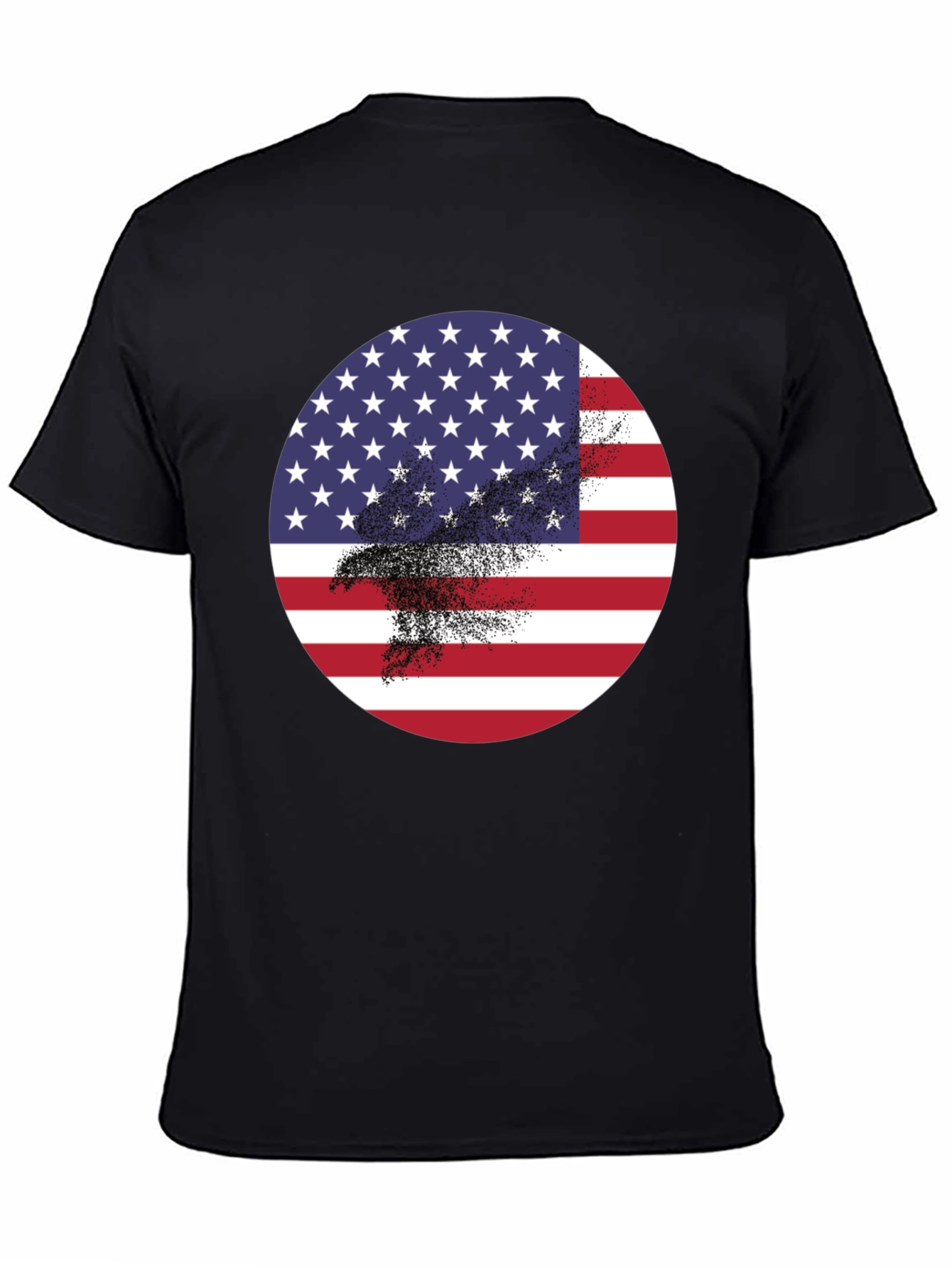 Black American Flag Eagle Graphic Black T-Shirt view 4