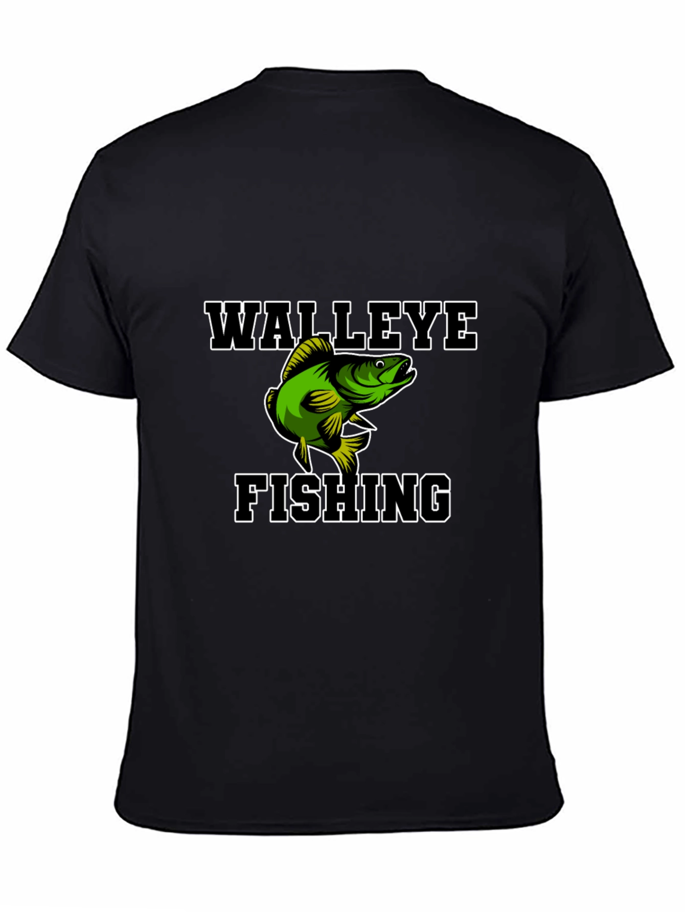 Black Walleye Fishing Graphic Tee - Black Cotton Blend Shirt view 4