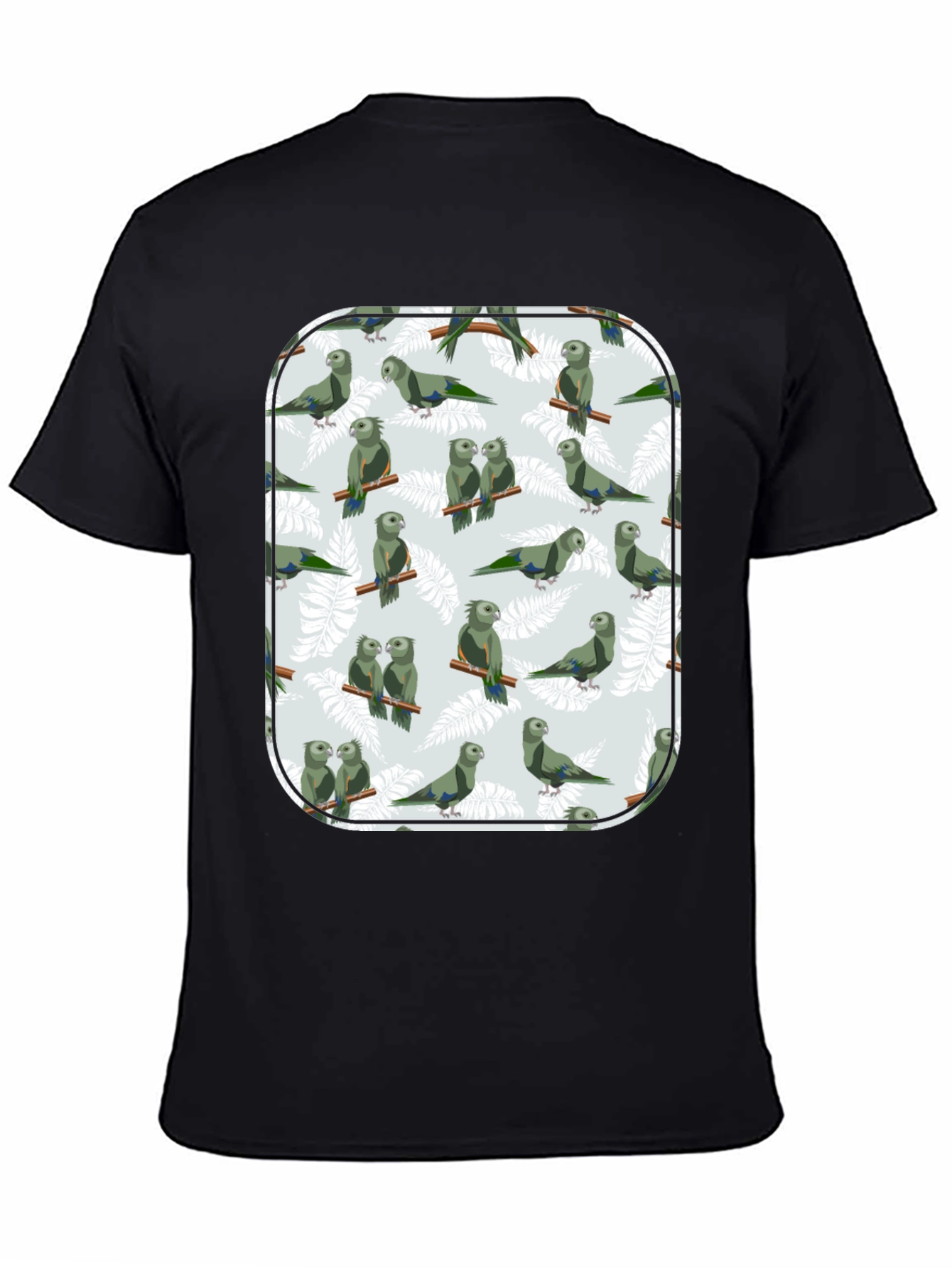 Black Parrot Print T-Shirt - Unique Graphic Tee view 4