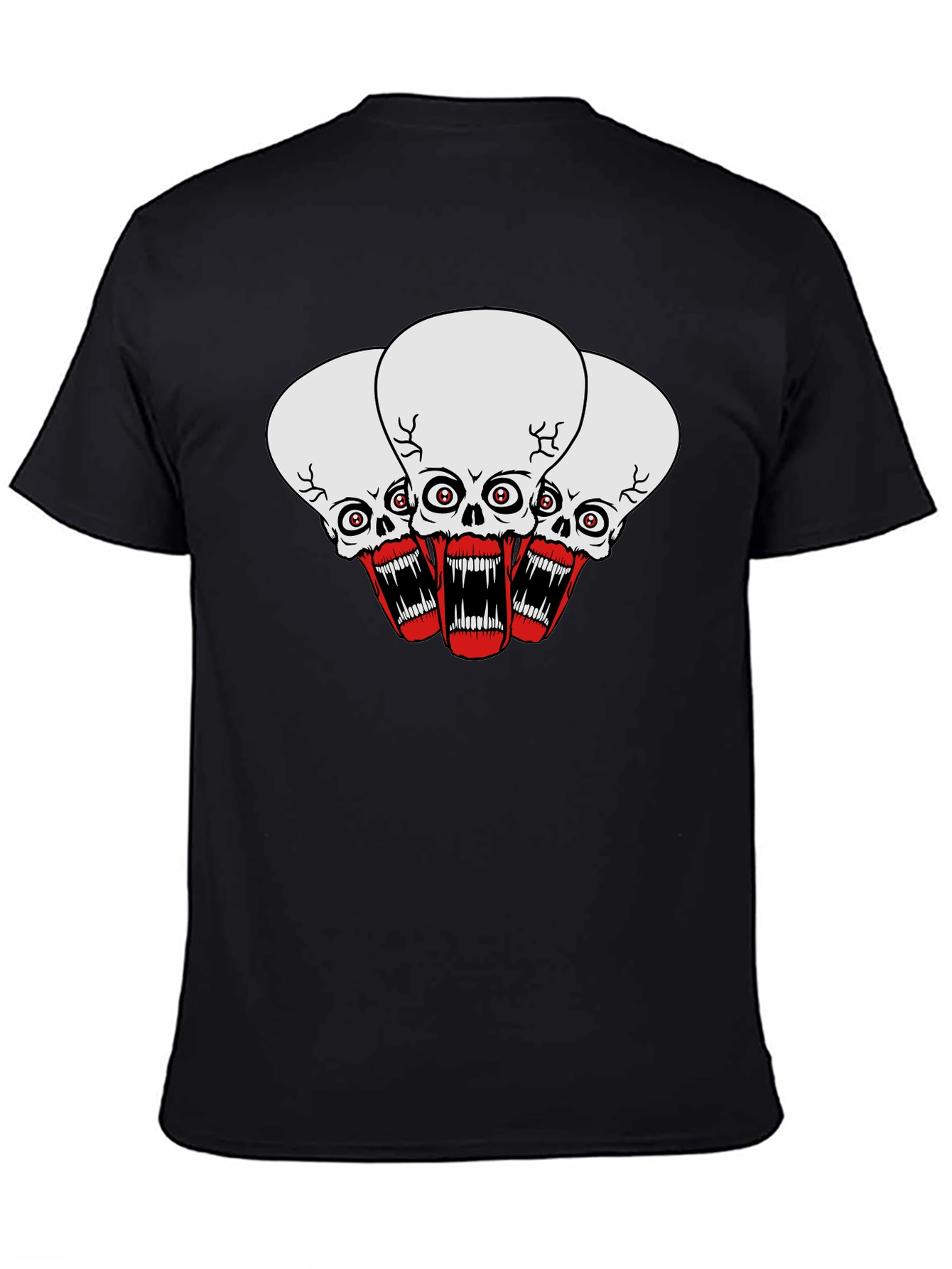 Black Screaming Skull Graphic Tee - Men's Black T-Shirt view 4