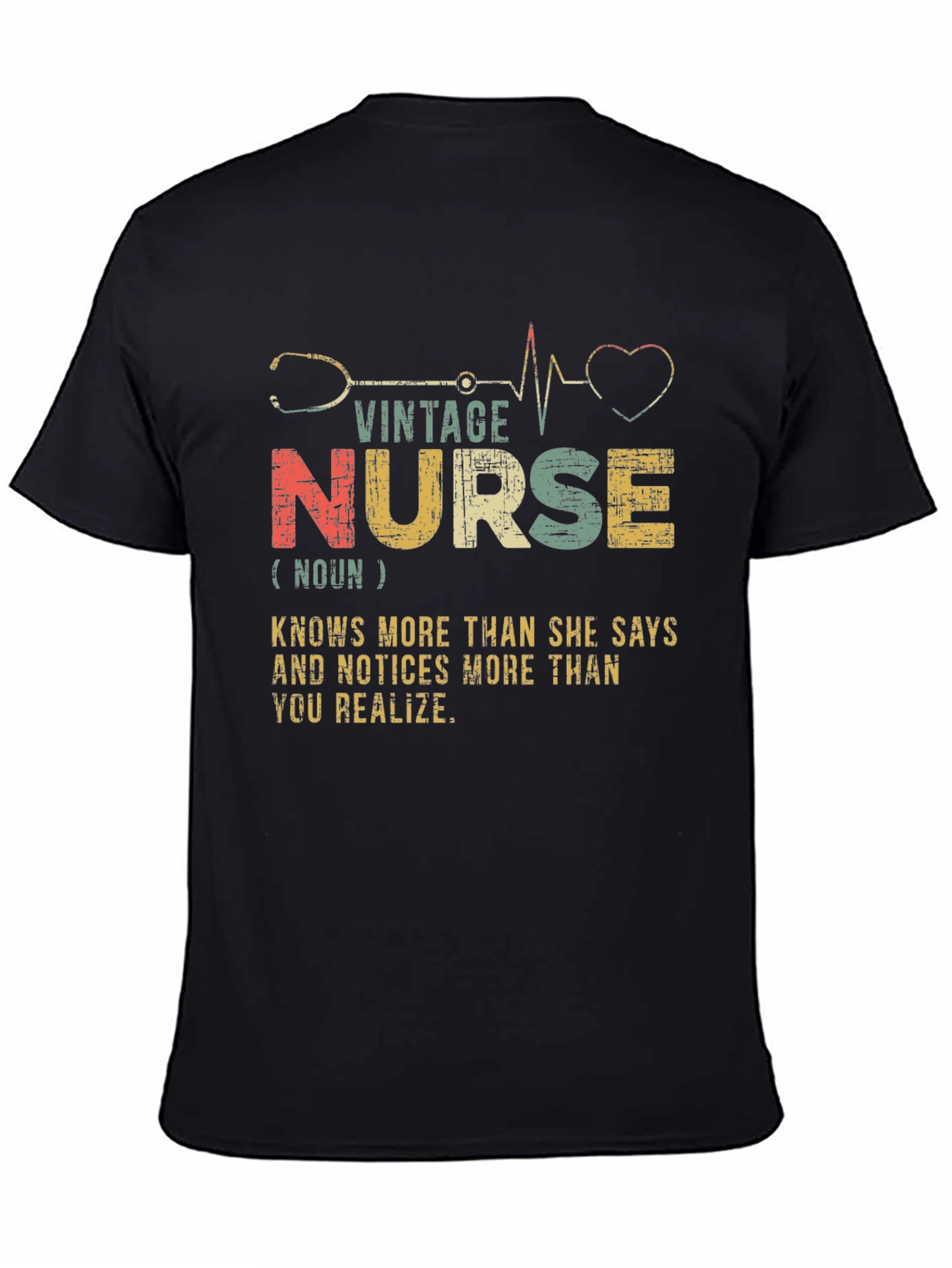Black Vintage Nurse T-Shirt - Knows More Than She Says! view 4