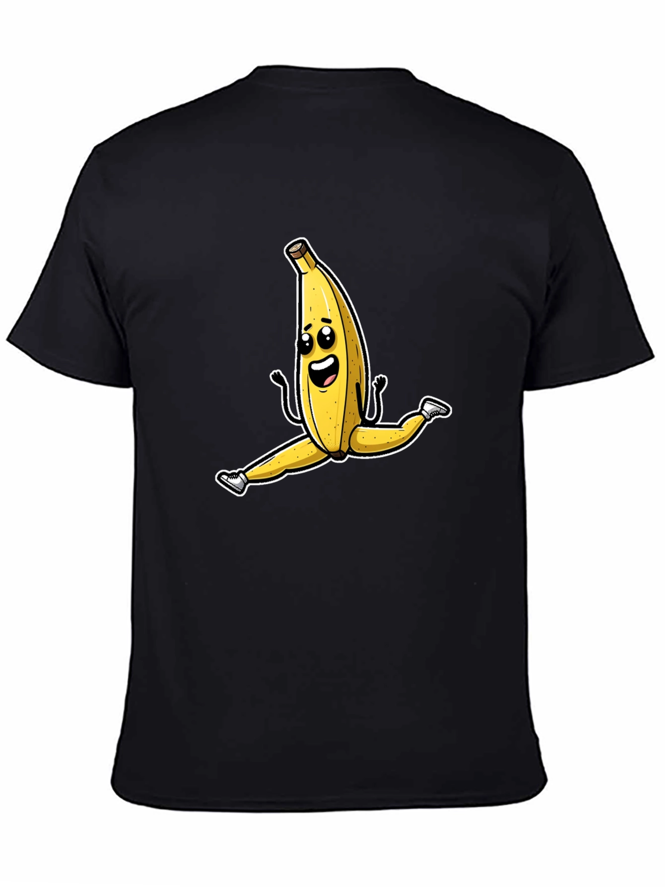 Black Banana Split T-Shirt - Funny Fruit Cartoon Tee view 4
