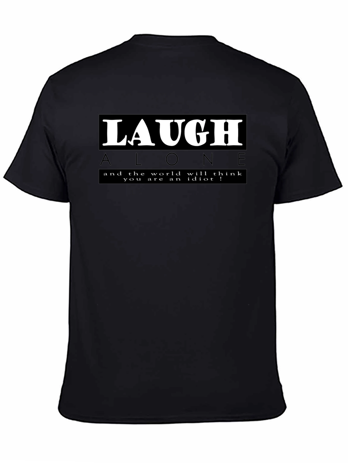 Black Laugh Alone Graphic Tee - Black Cotton Blend view 4