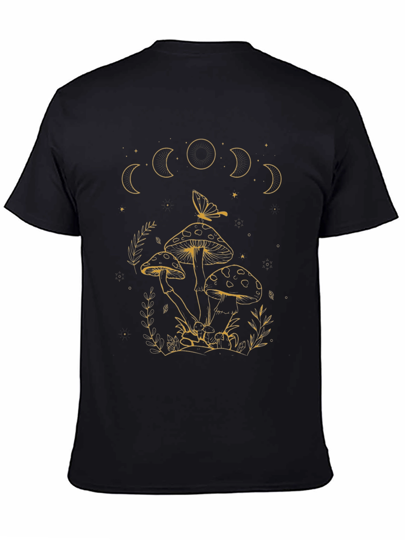 Black Mystic Mushroom Moon Phase Graphic Tee view 4