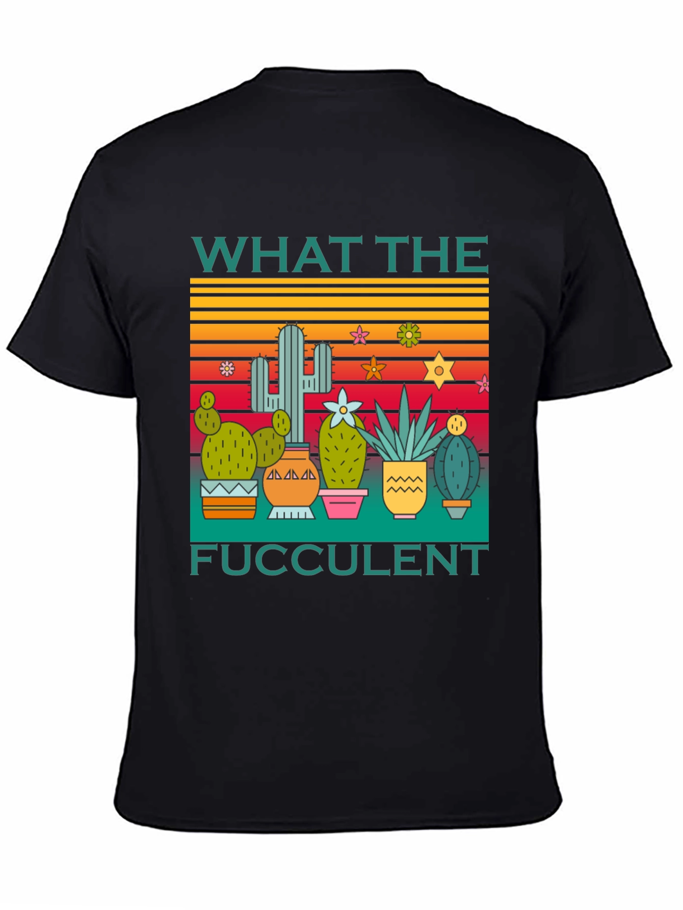 Black What the Fucculent T-Shirt Cactus Graphic Tee view 4