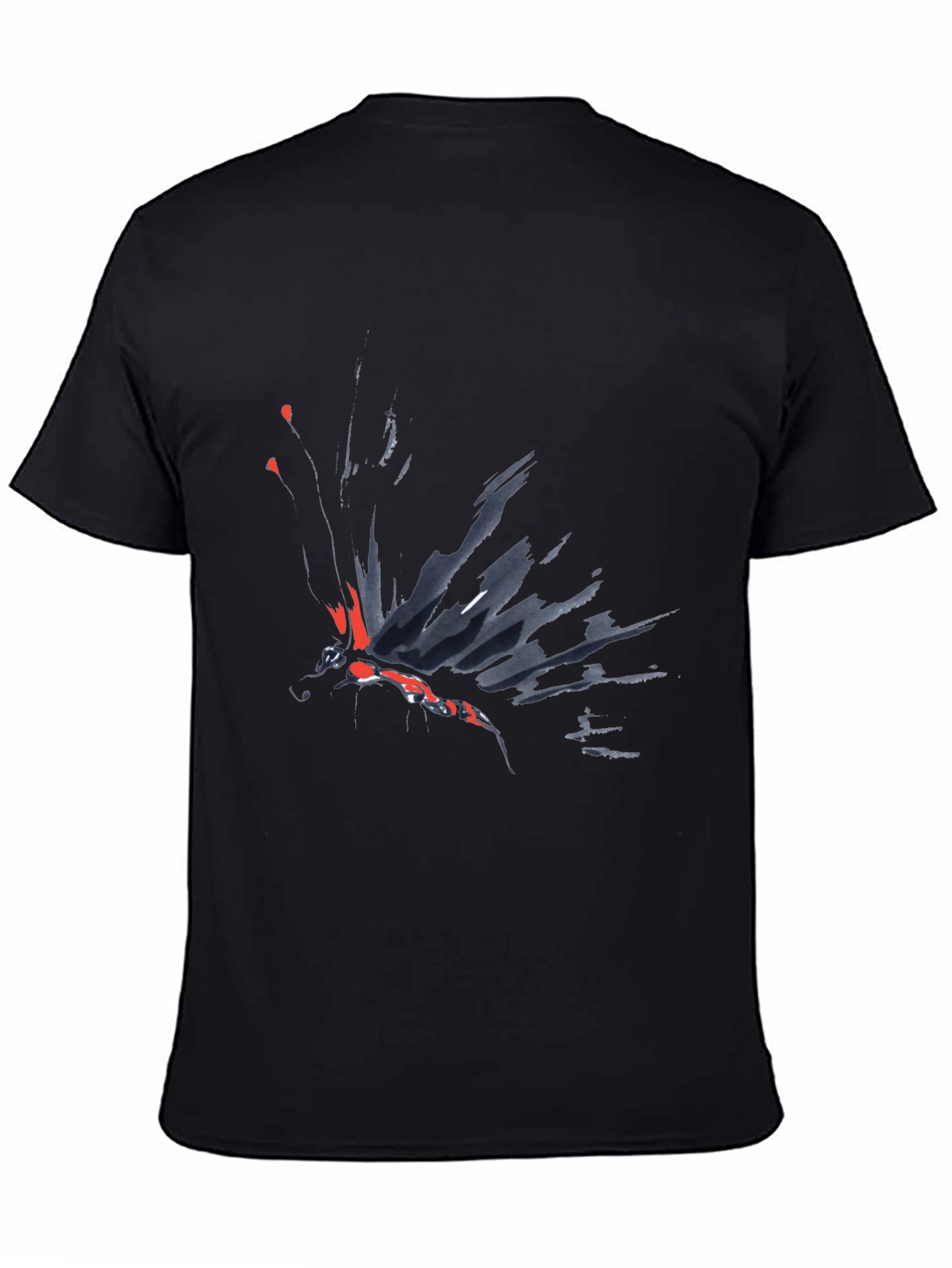 Black Abstract Butterfly Graphic Black T-Shirt view 4