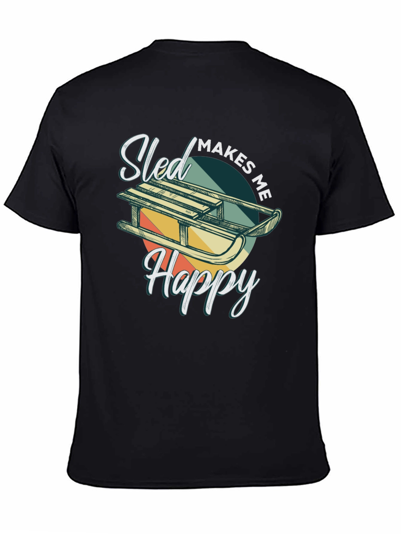 Black Sled Makes Me Happy T-Shirt view 4