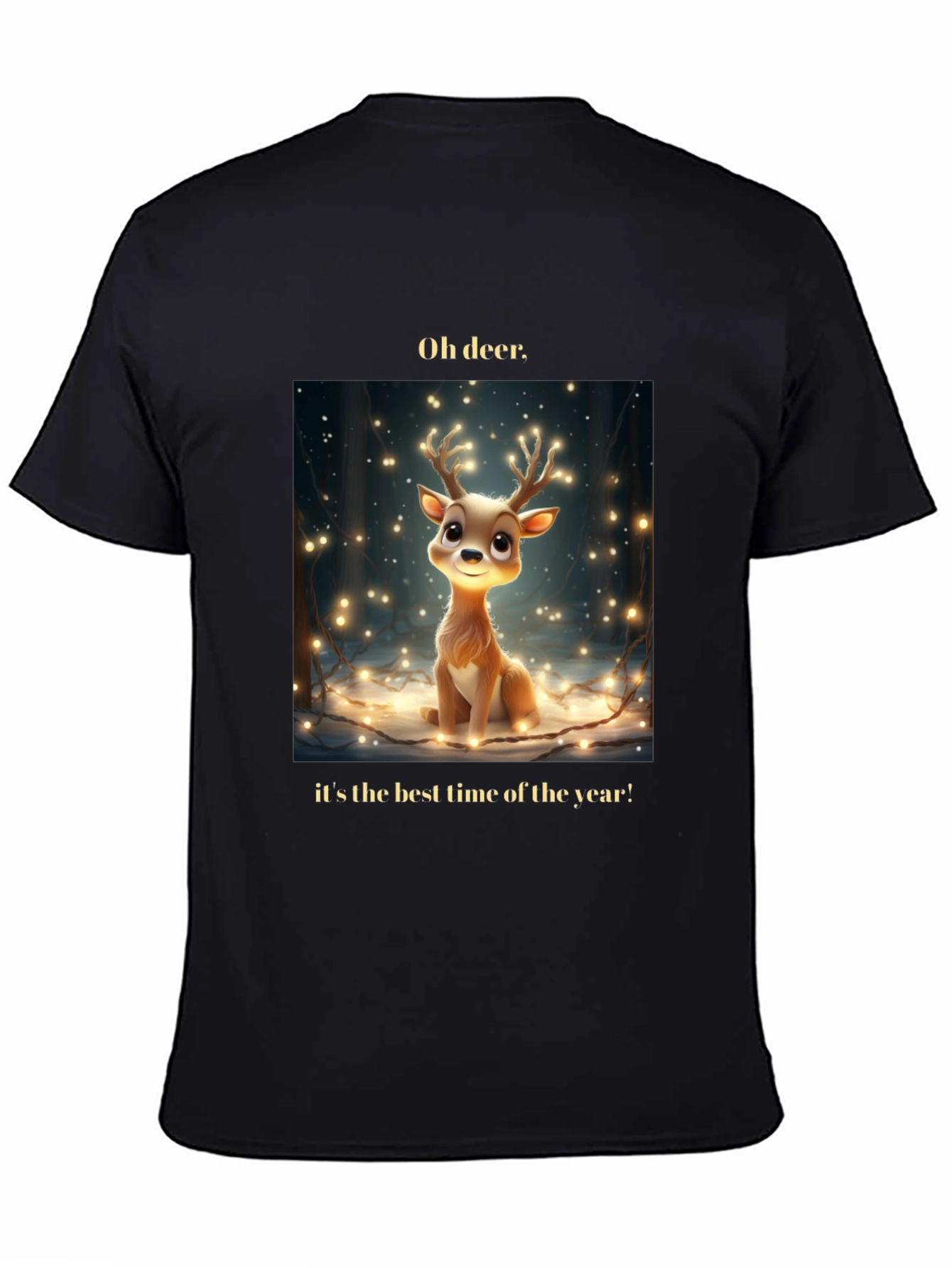 Black Oh Deer! Christmas T-Shirt - Best Time of Year view 4