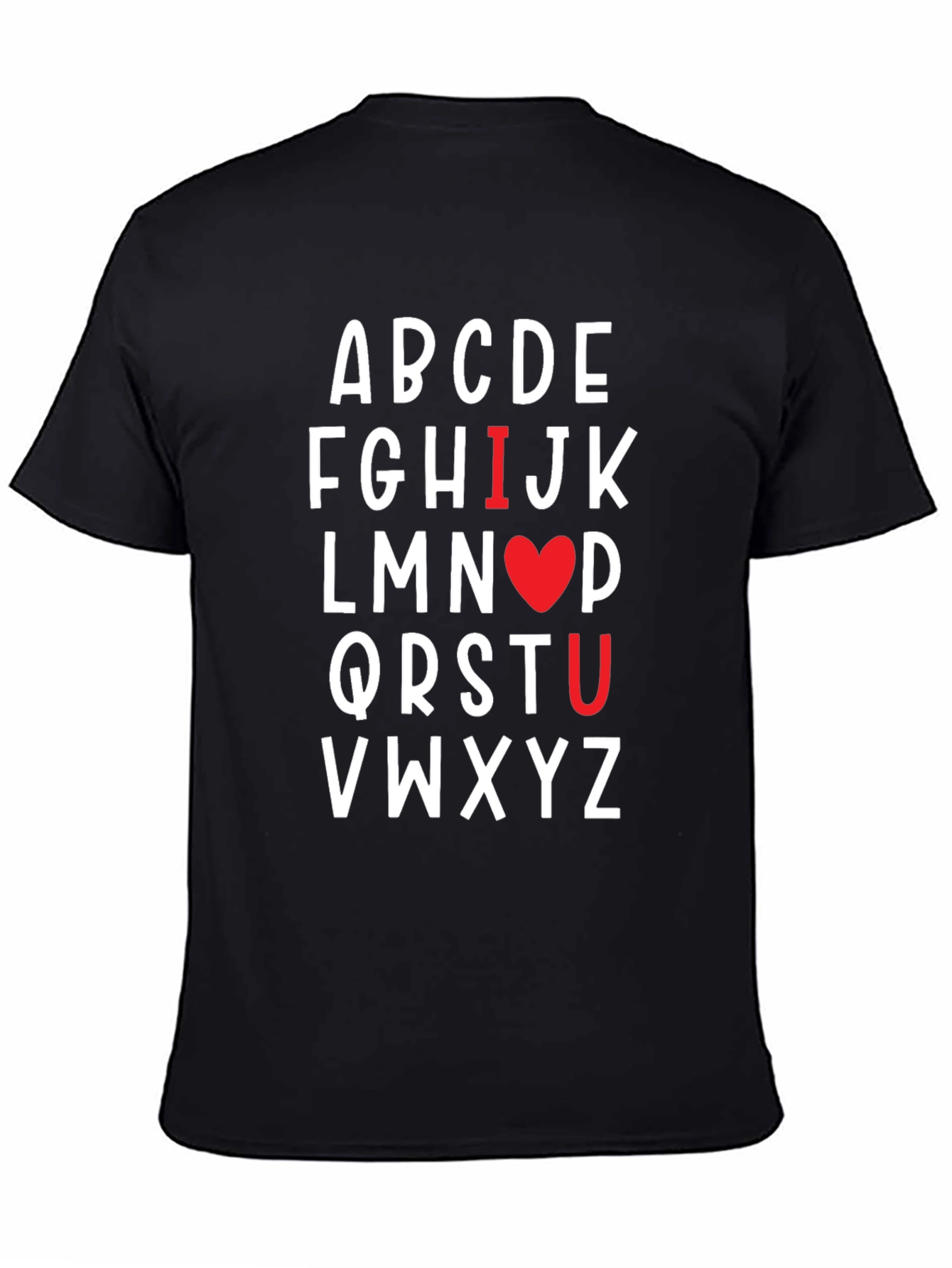 Black I Heart U Alphabet T-Shirt view 4