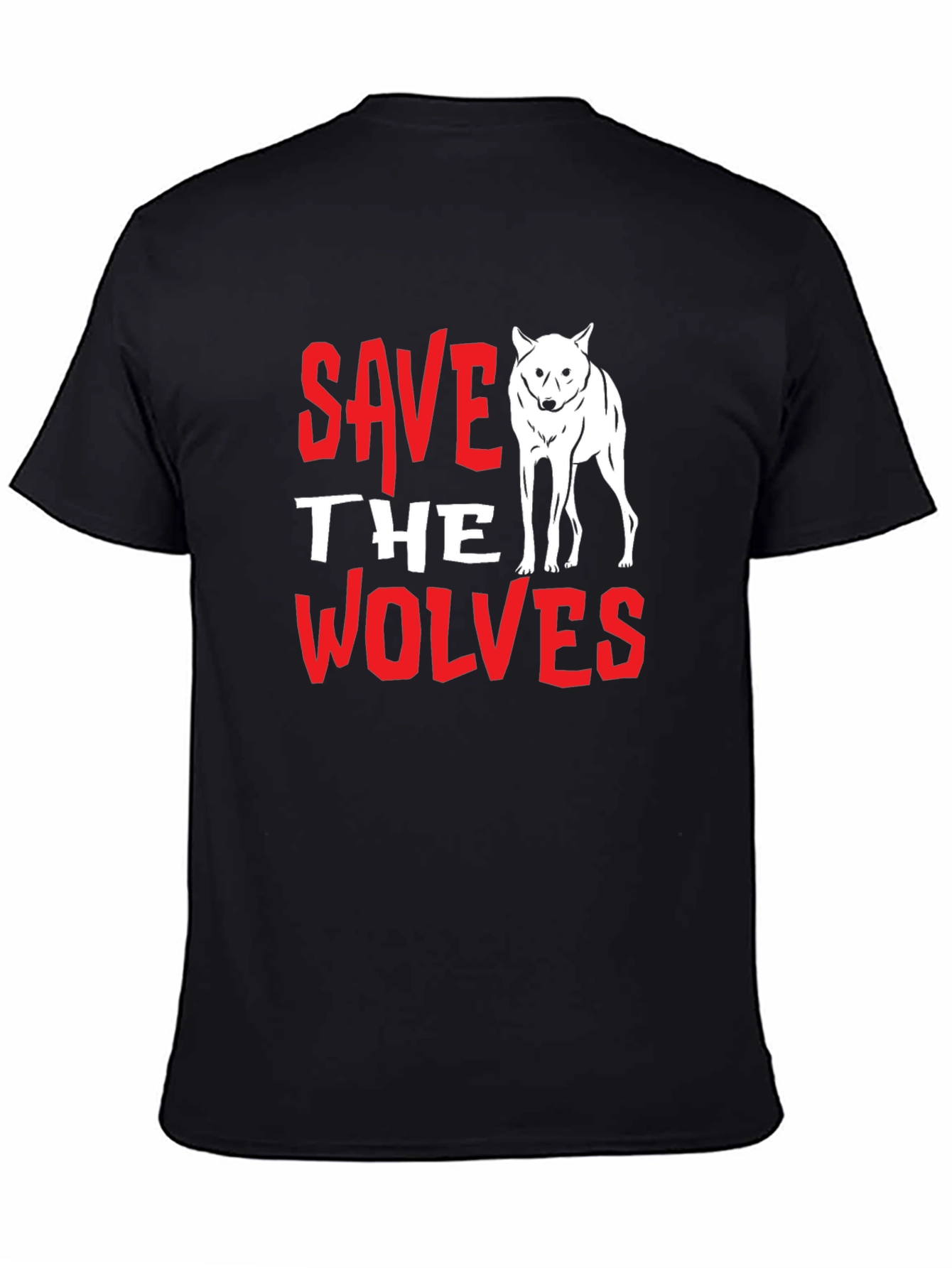 Black Save the Wolves Graphic Tee - Black view 4