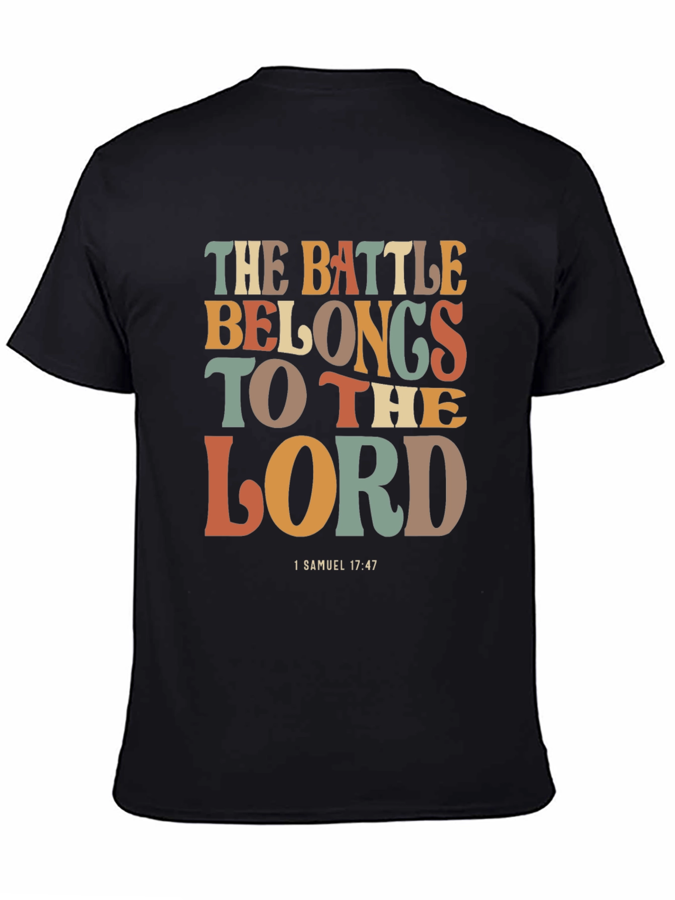 Black The Battle Belongs to the Lord T-Shirt view 4