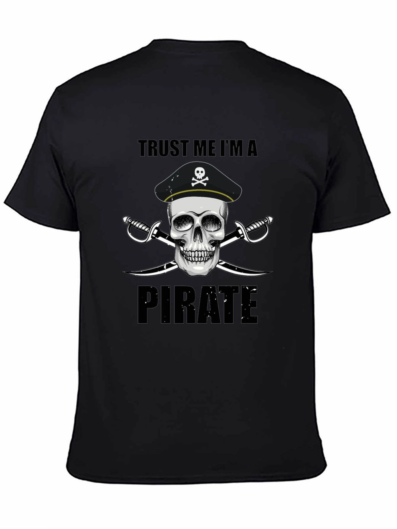 Black Trust Me I'm a Pirate Men's Black T-Shirt view 4
