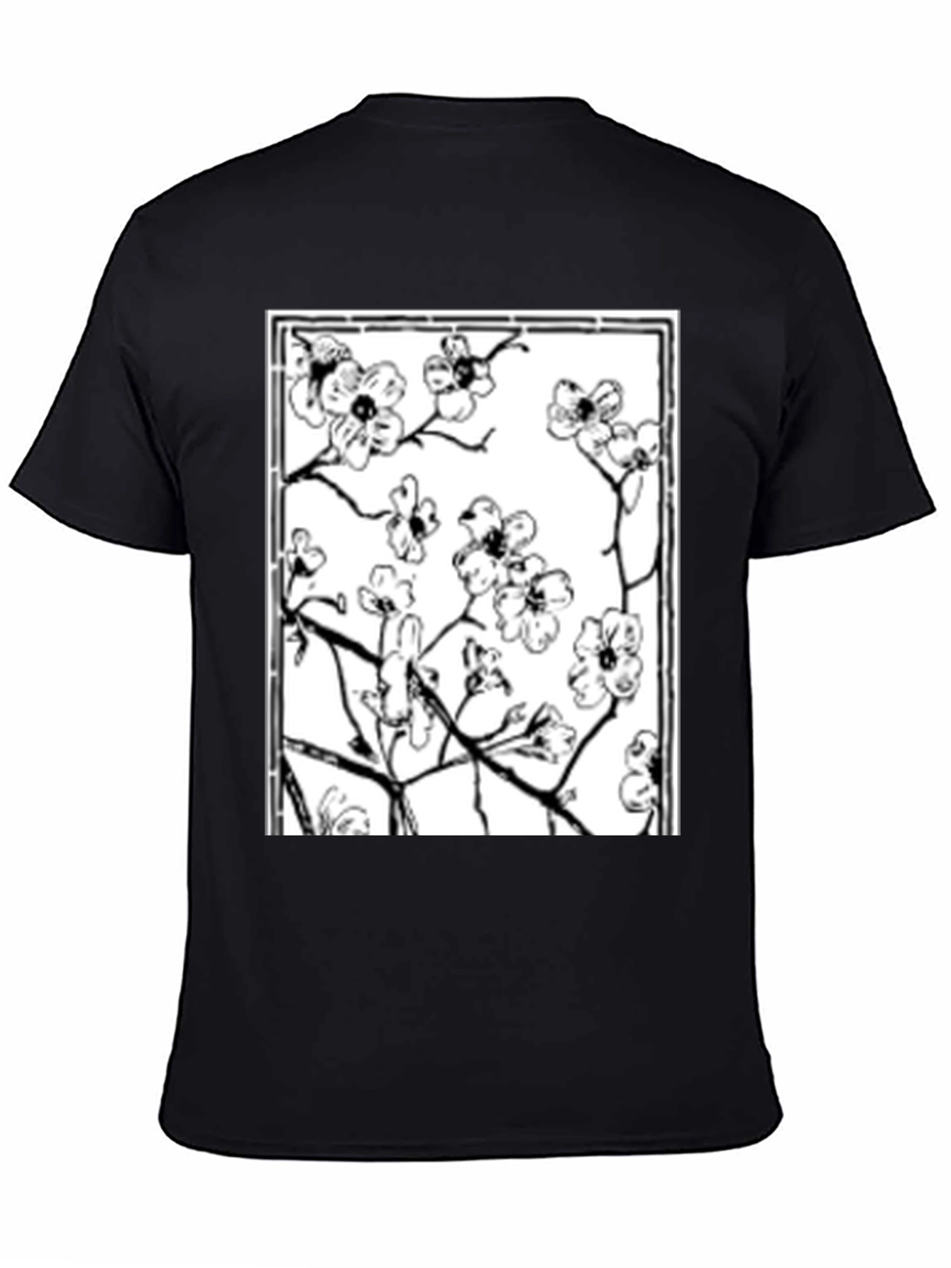 Black Floral Graphic Tee - Black Cotton Shirt view 4