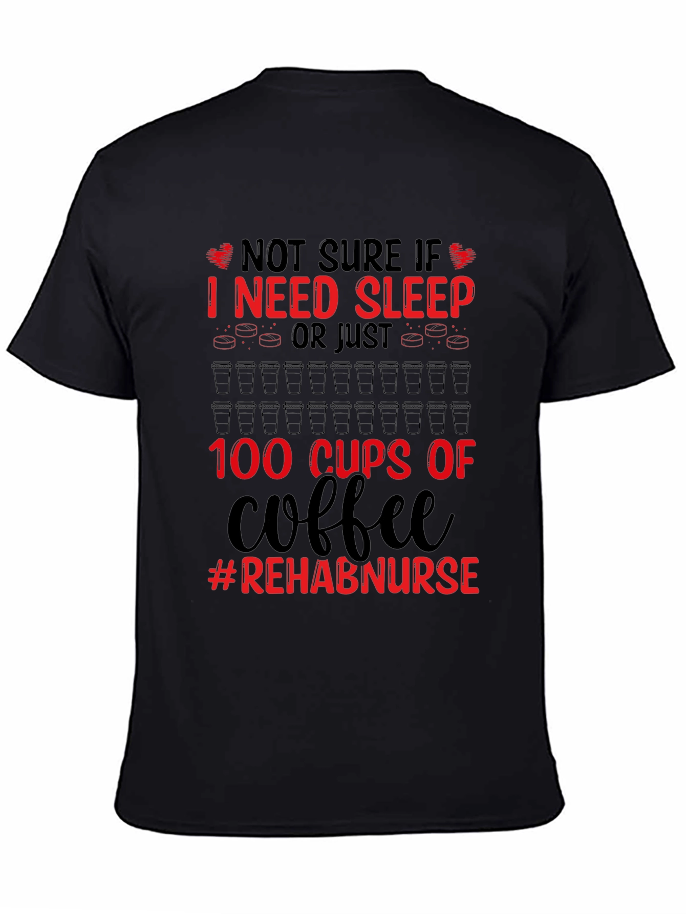 Black Rehab Nurse Coffee T-Shirt view 4