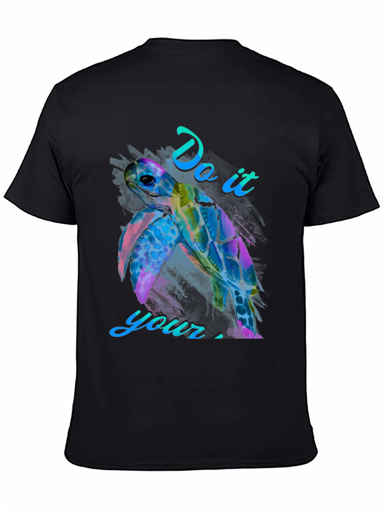 Black Do It Your Self Turtle Graphic Tee view 4