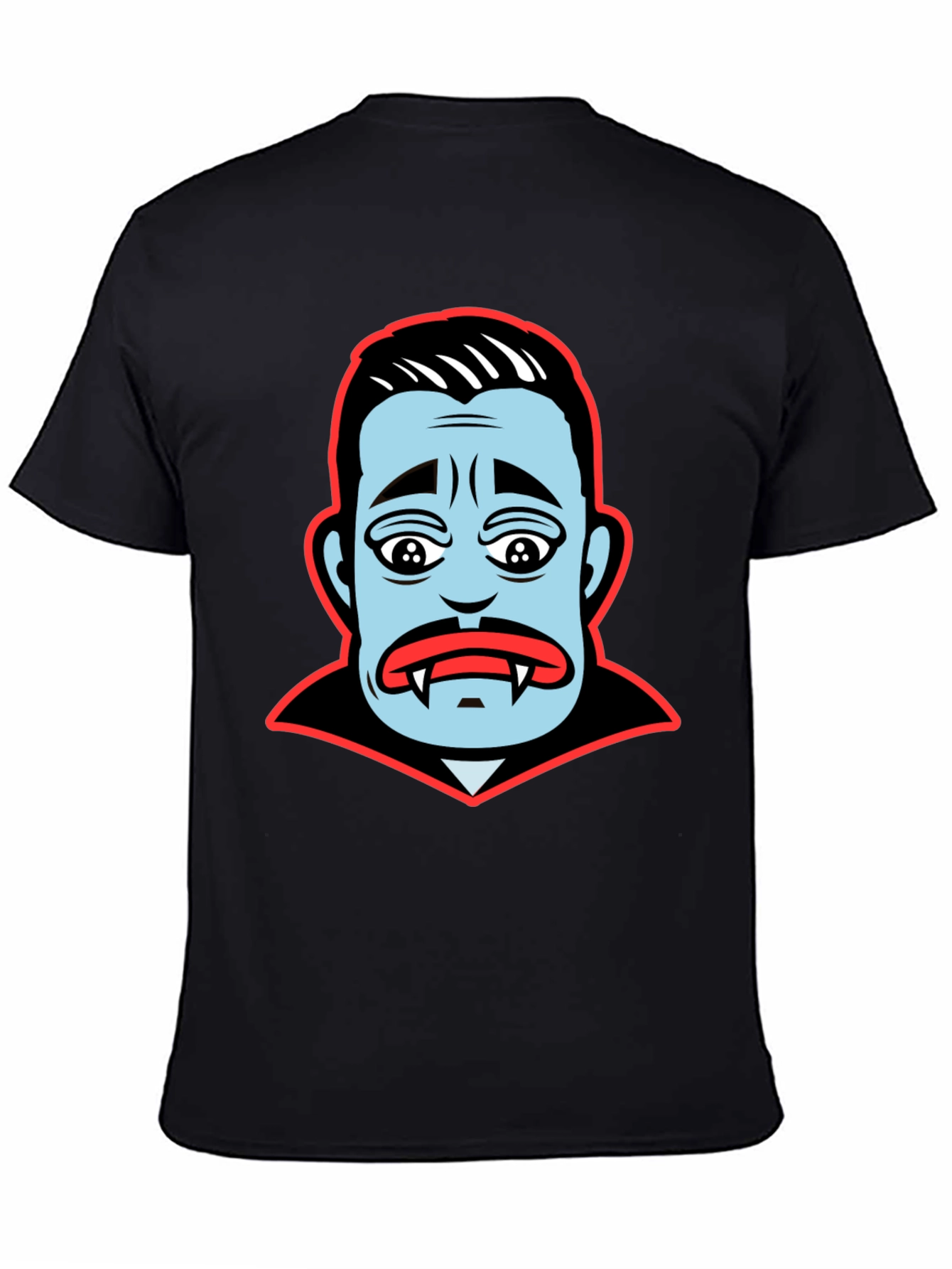 Black Cartoon Vampire Face Graphic T-Shirt view 4
