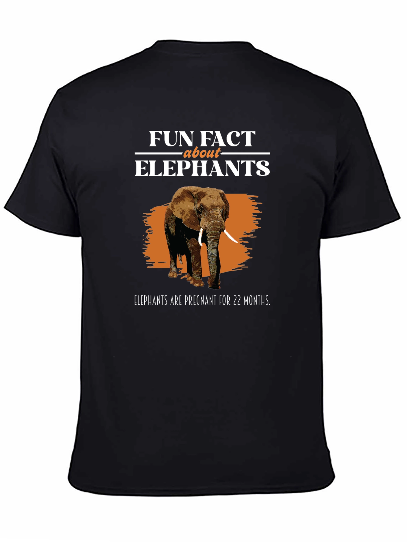 Black Fun Fact About Elephants Graphic T-Shirt view 4