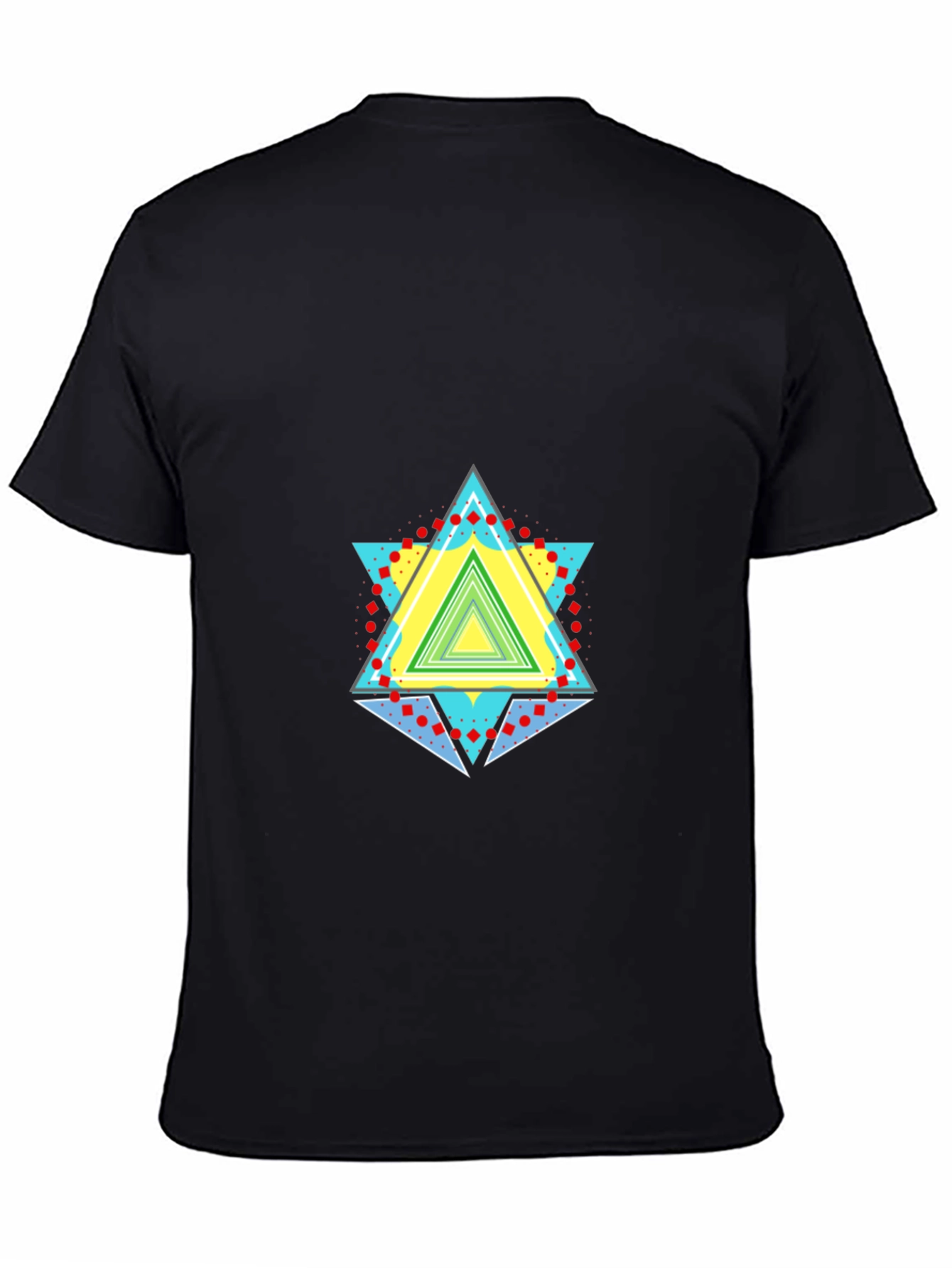 Black Geometric Triangle Graphic Black T-Shirt view 4