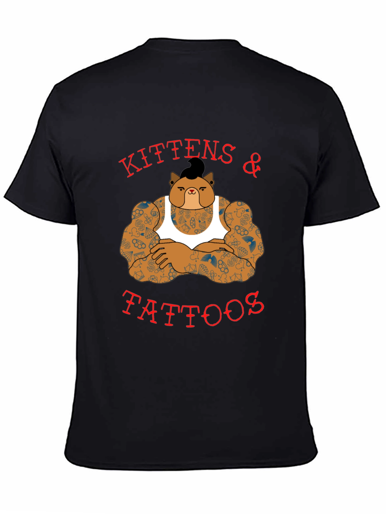 Black Kittens & Tattoos Graphic T-Shirt - Black view 4