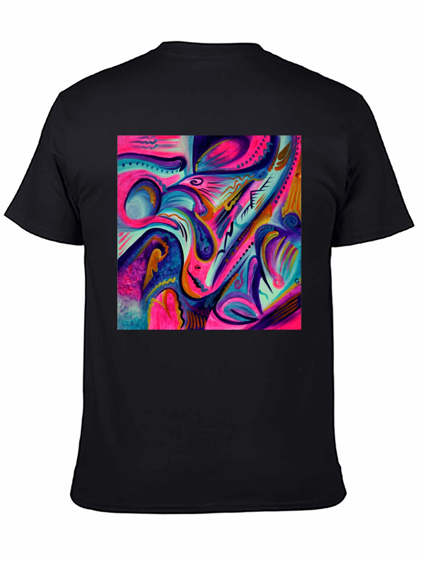 Black Abstract Art Printed Black T-Shirt view 4