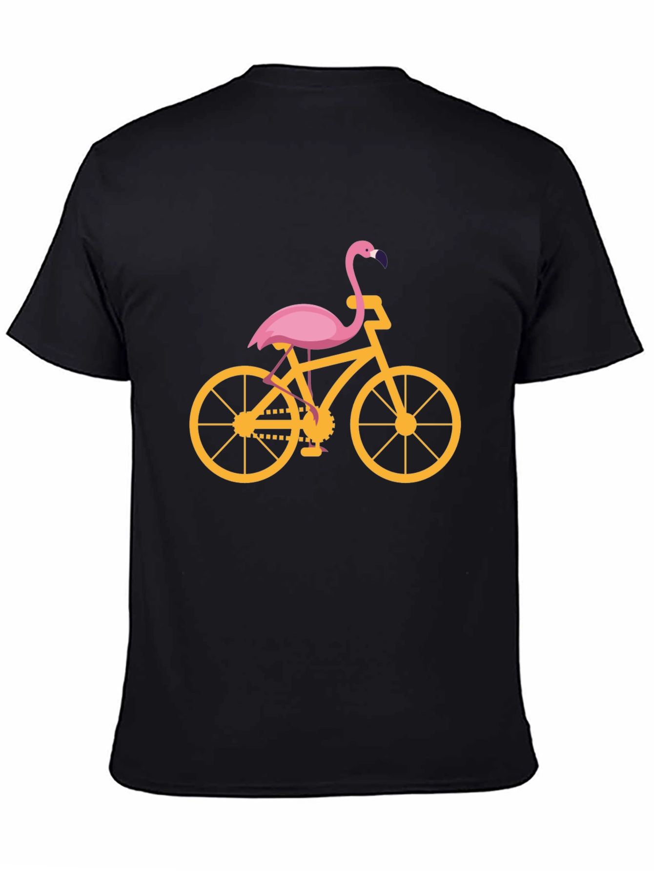 Black Flamingo Bicycle Graphic Tee - Black Cotton T-Shirt view 4