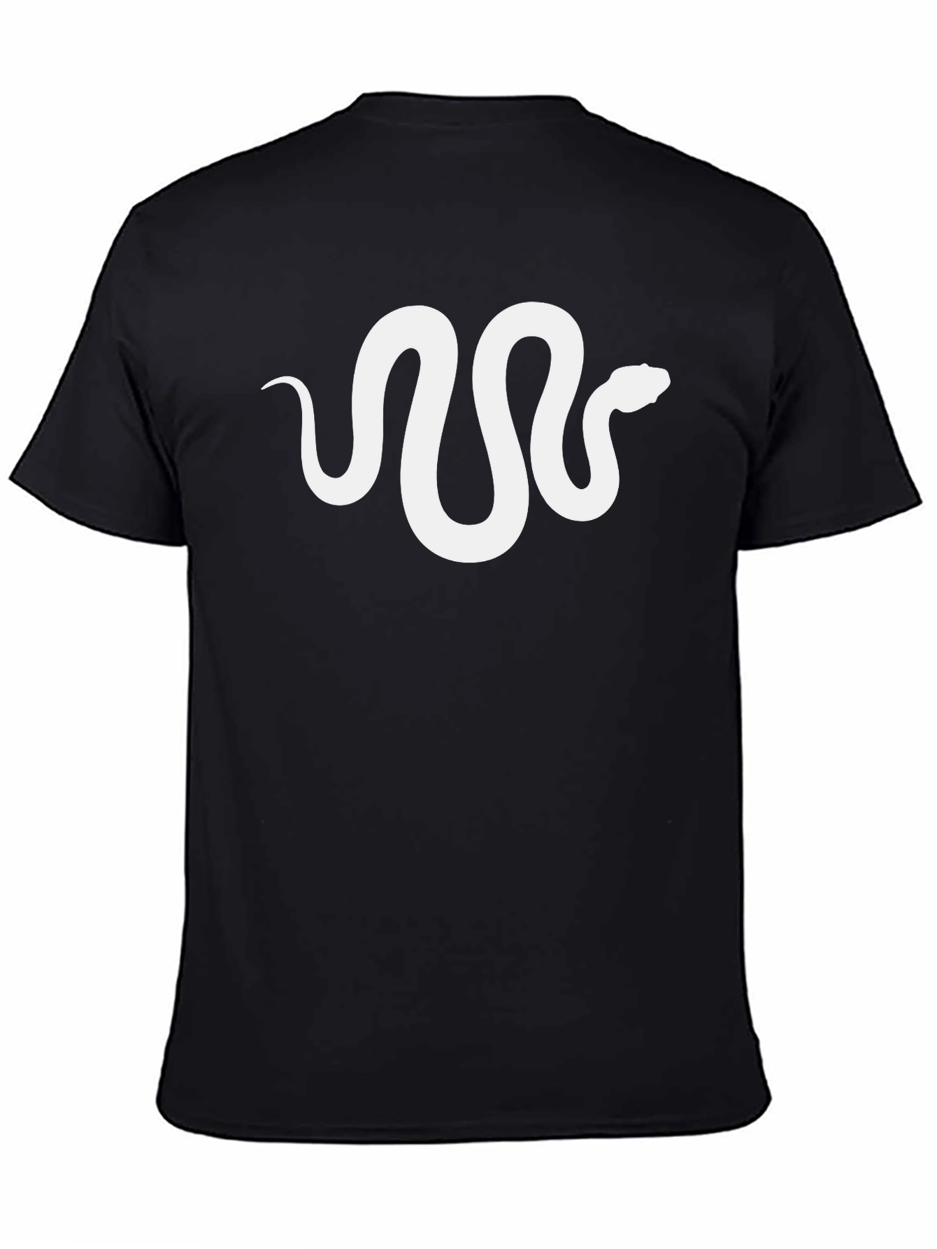 Black Men's Black T-Shirt with White Snake Graphic view 4