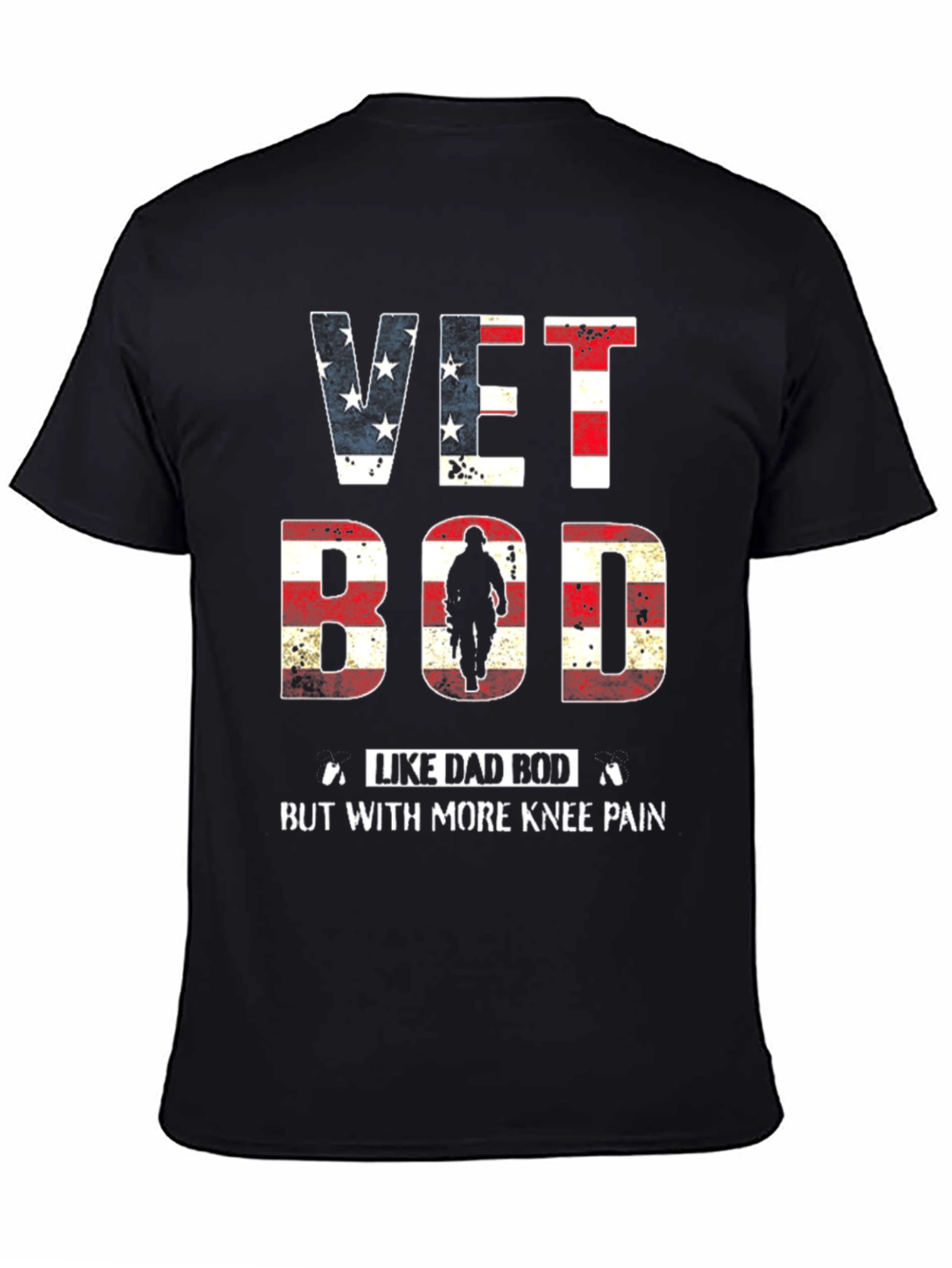 Black Vet Bod Like Dad Bod with More Knee Pain T-Shirt view 4