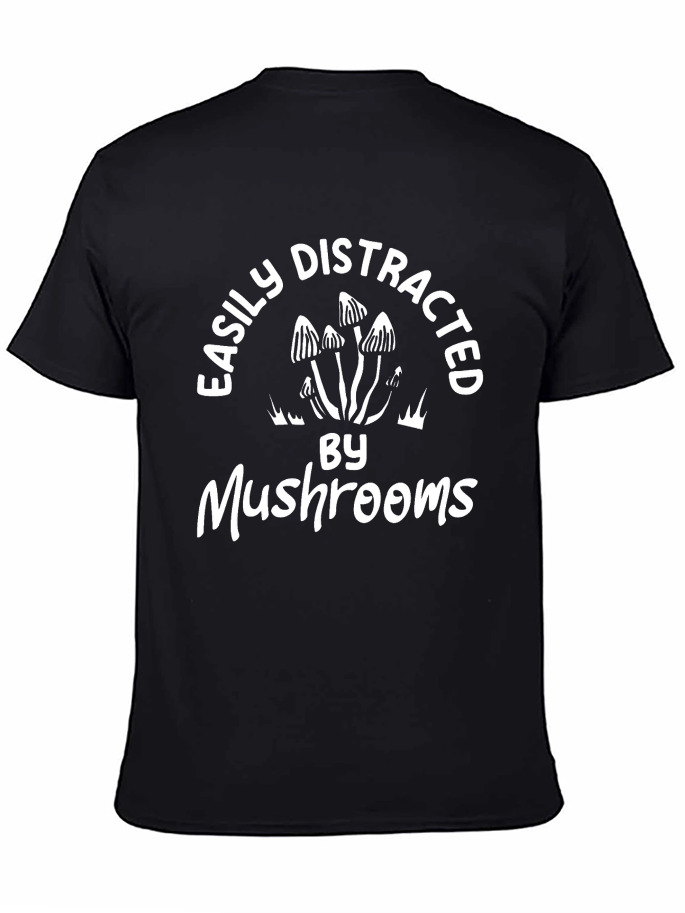 Black Easily Distracted By Mushrooms Graphic Tee view 4