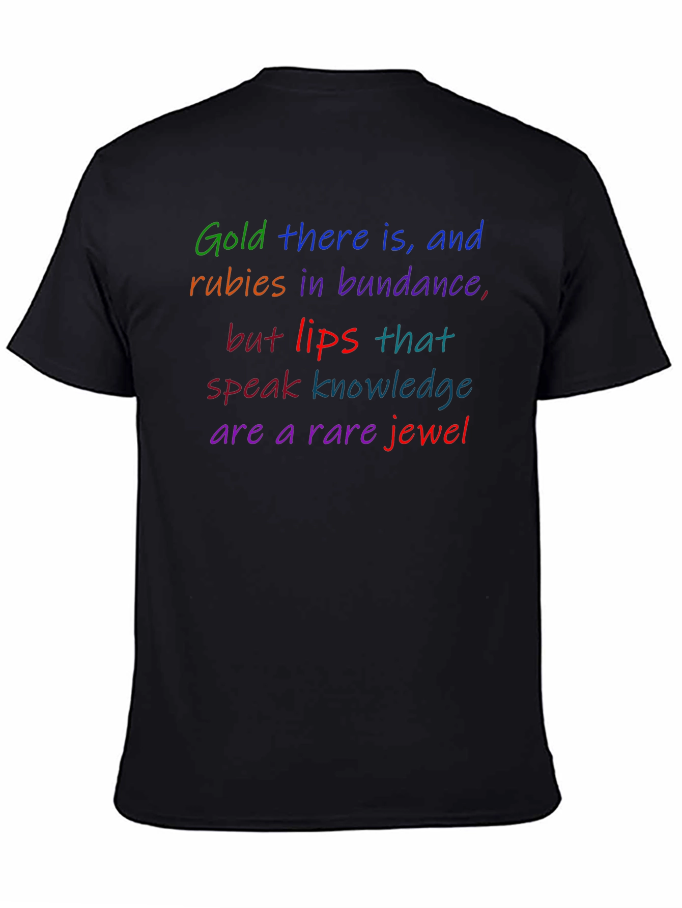 Black Colorful Word Art T-Shirt: "A Rare Jewel" view 4