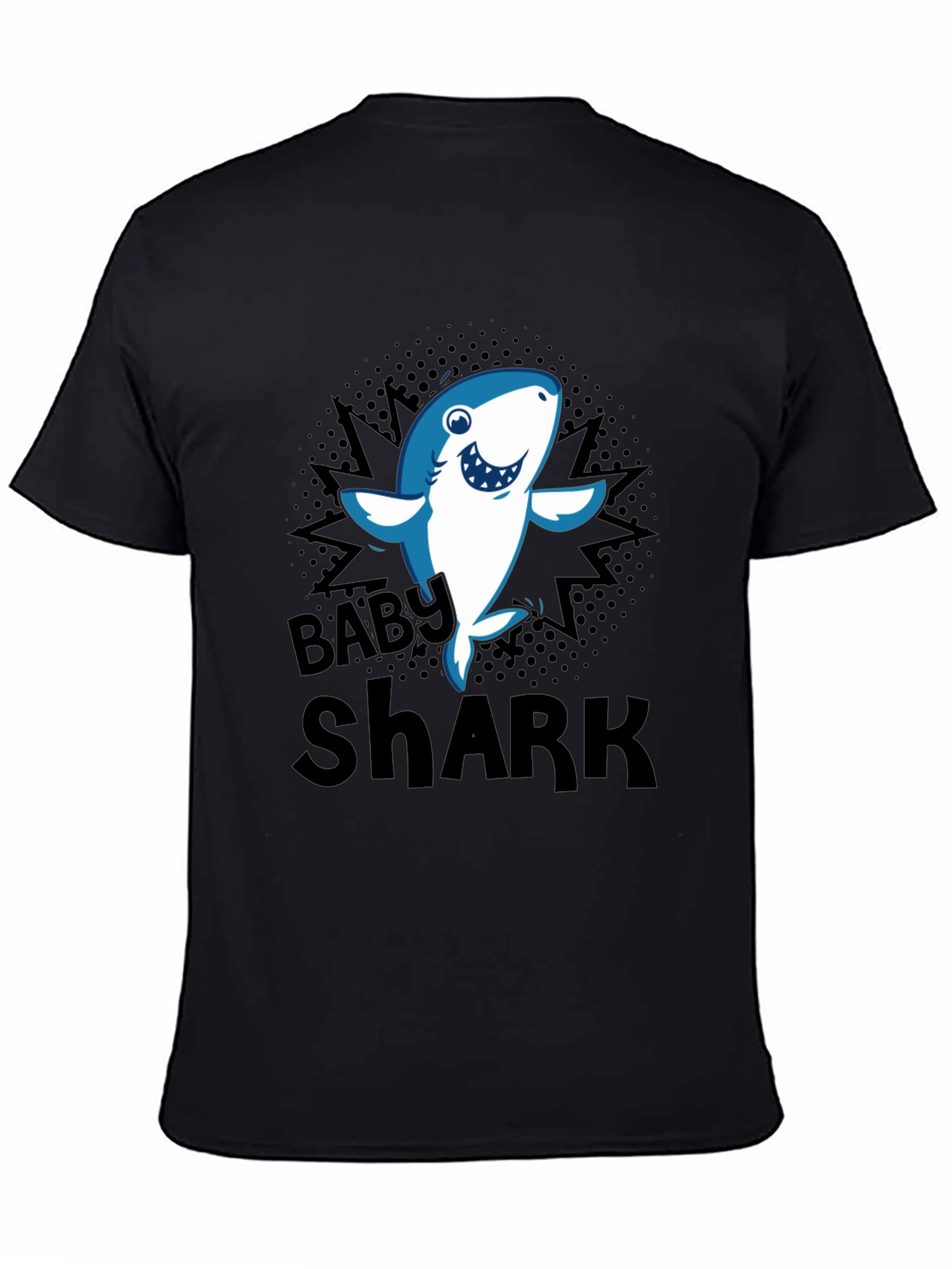 Black Baby Shark Graphic T-Shirt - Black Cotton Blend view 4