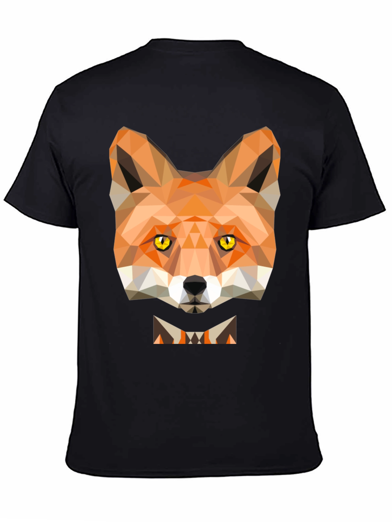 Black Geometric Fox Graphic Tee - Modern Animal Print T-Shirt view 4