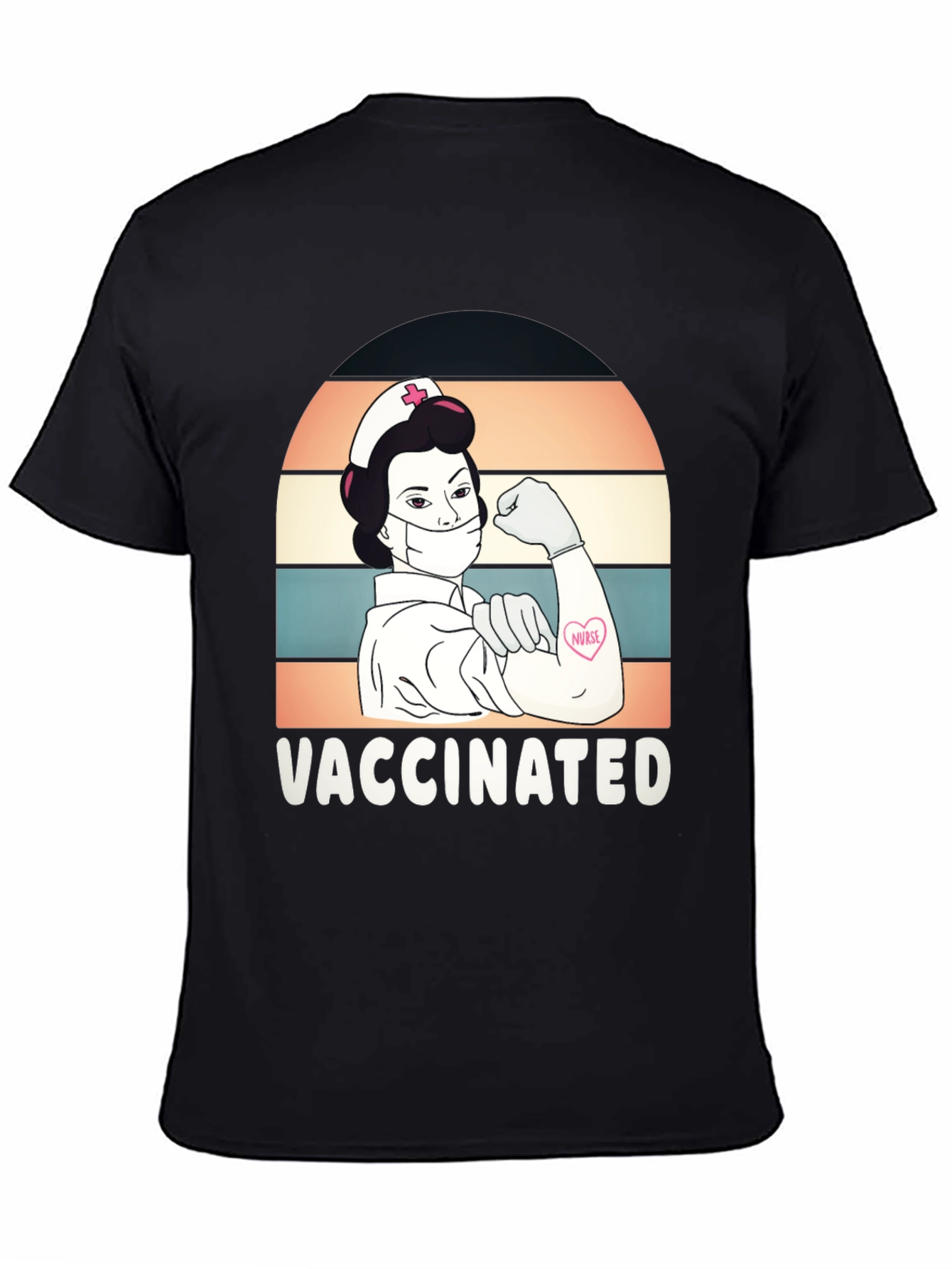 Black Vaccinated Nurse Graphic T-Shirt view 4