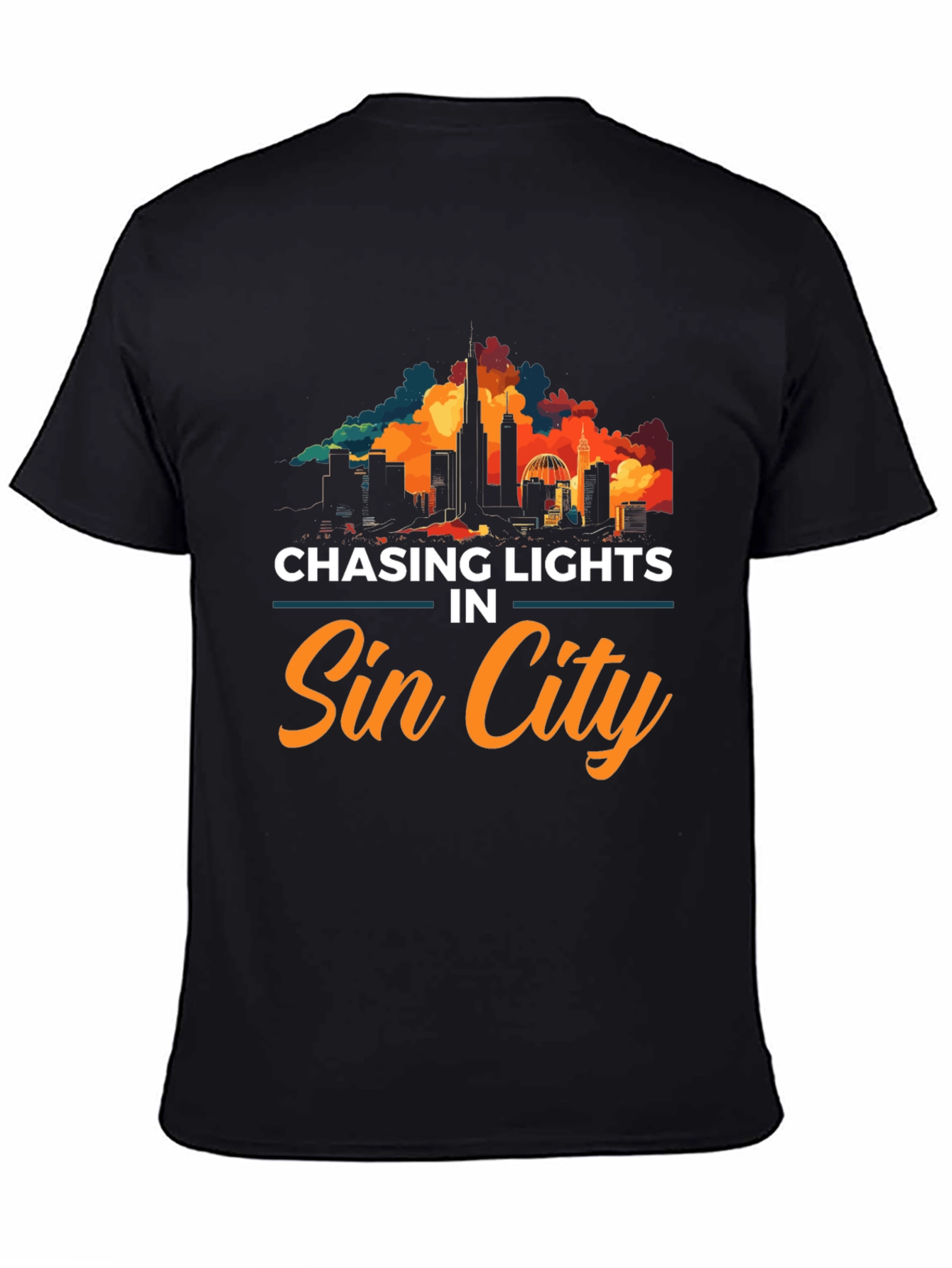 Black Sin City Chasing Lights Graphic Tee view 4