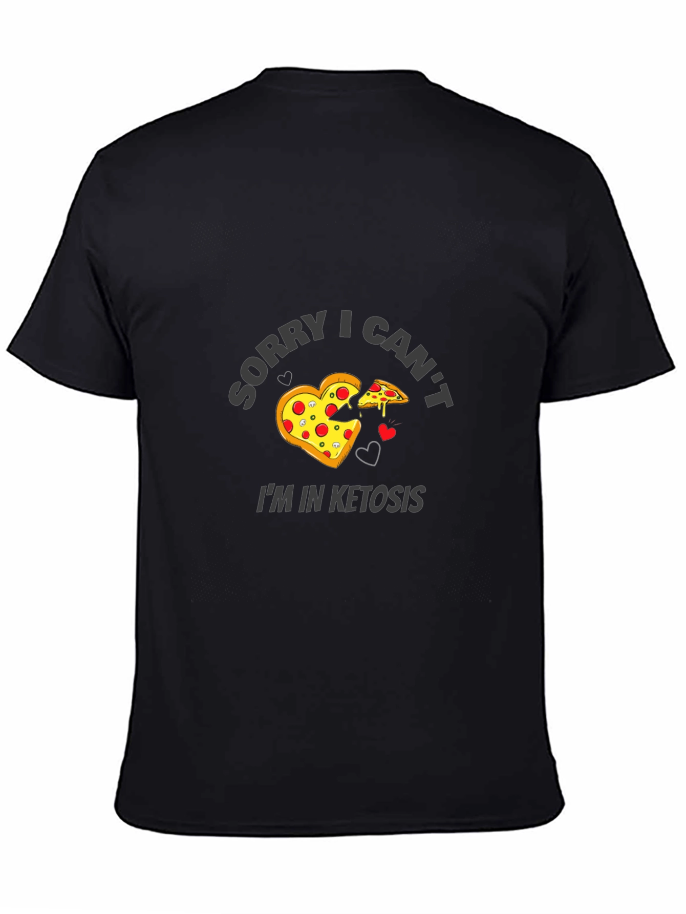 Black Funny Keto Pizza Black T-Shirt view 4