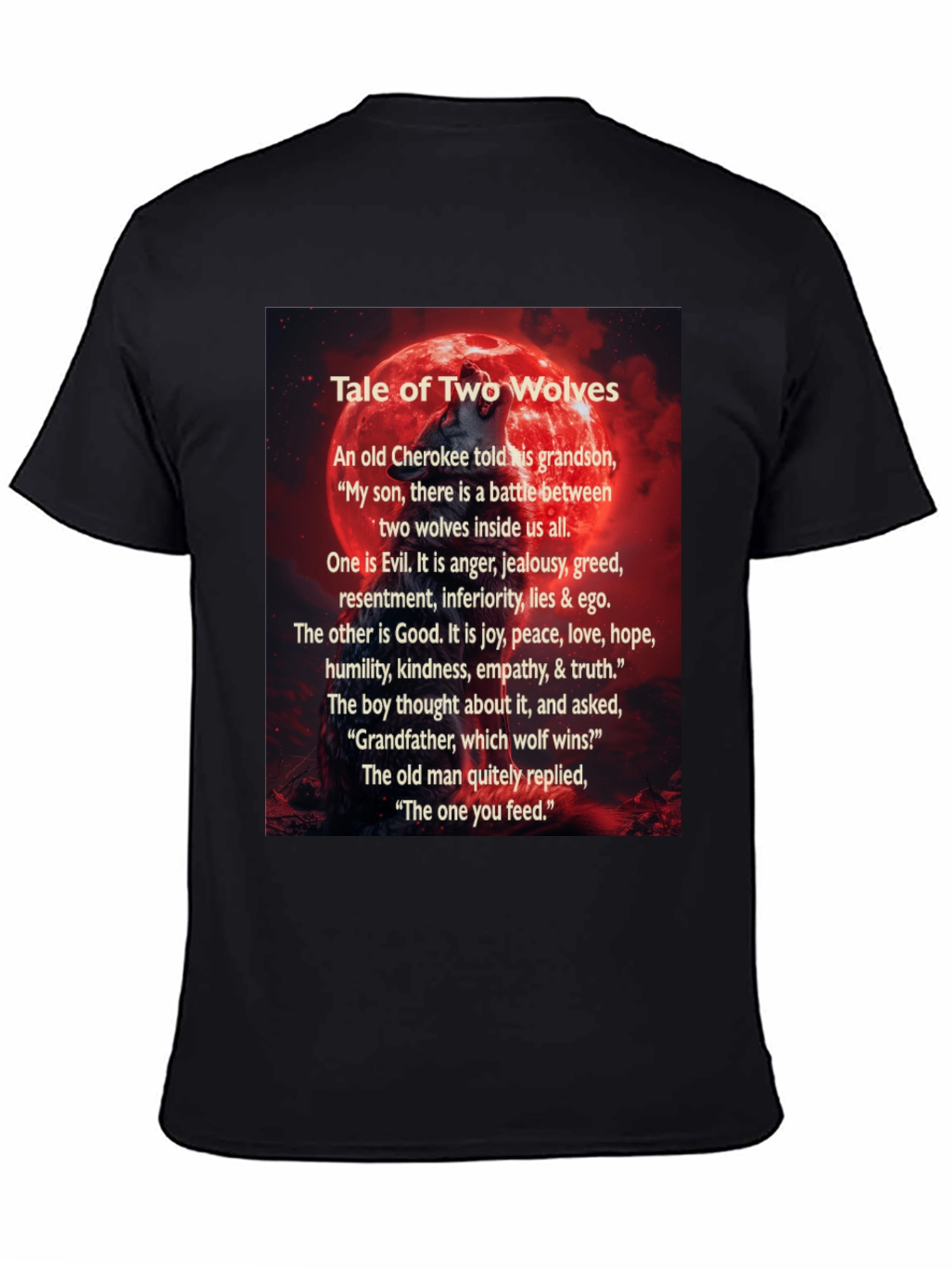 Black Tale of Two Wolves Graphic T-Shirt view 4