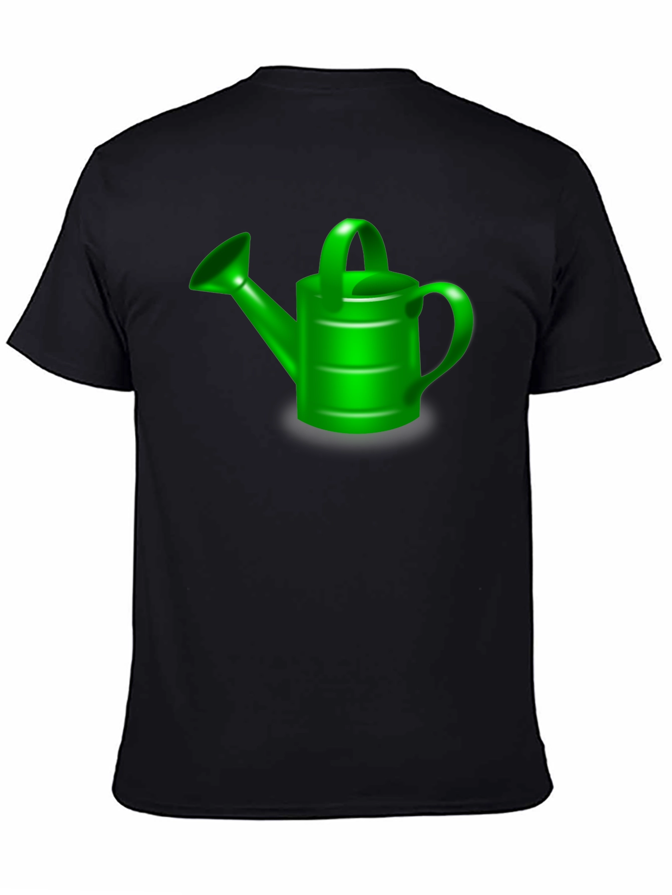 Black Green Watering Can Graphic Tee - Black Cotton T-Shirt view 4