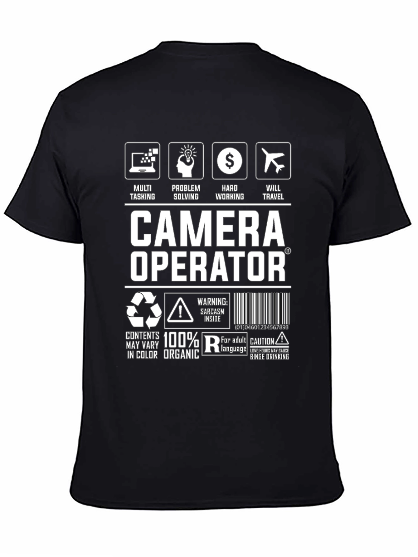 Black Camera Operator Graphic Tee - Multi Tasking view 4