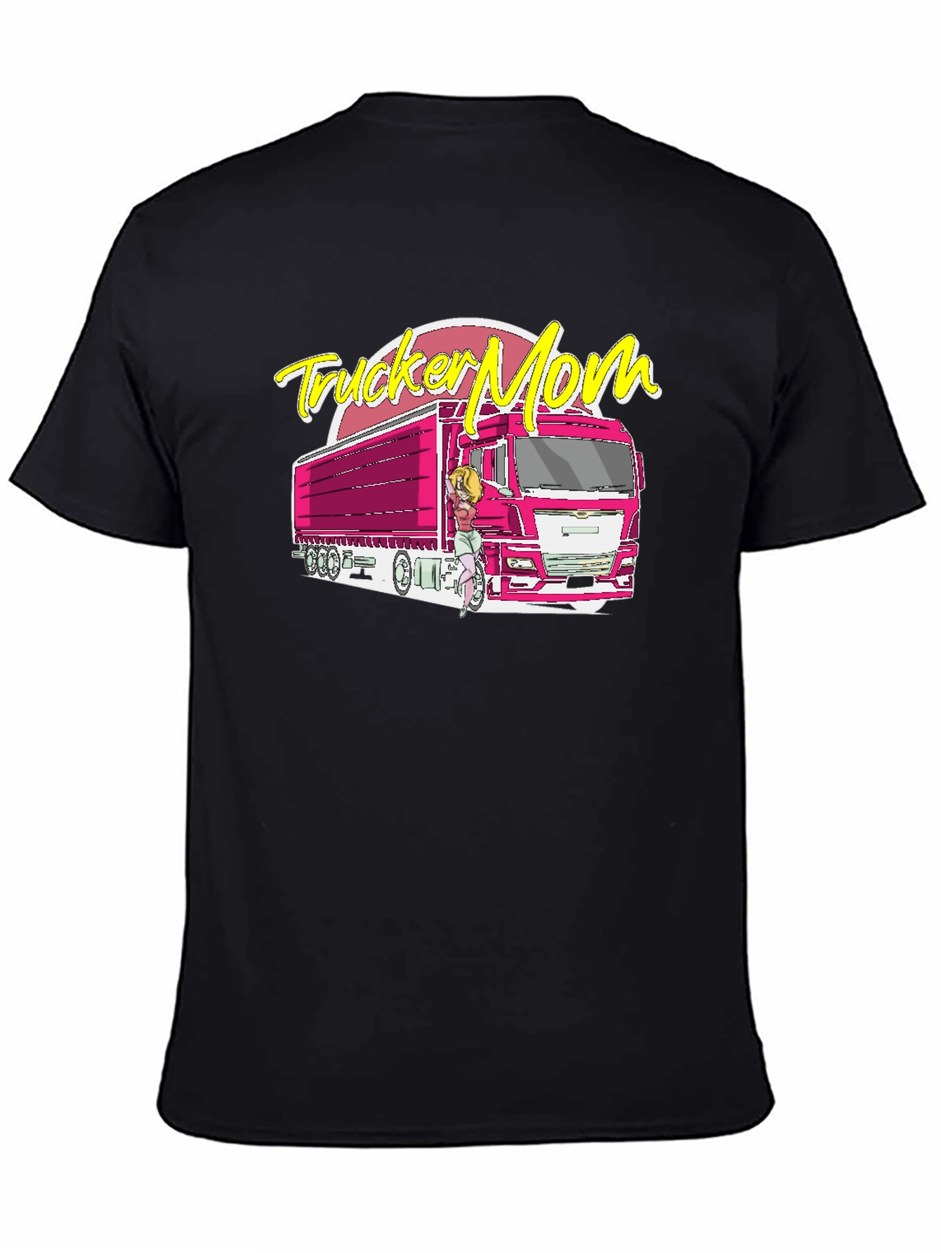 Black Trucker Mom Graphic T-Shirt - Black Cotton Blend Tee view 4