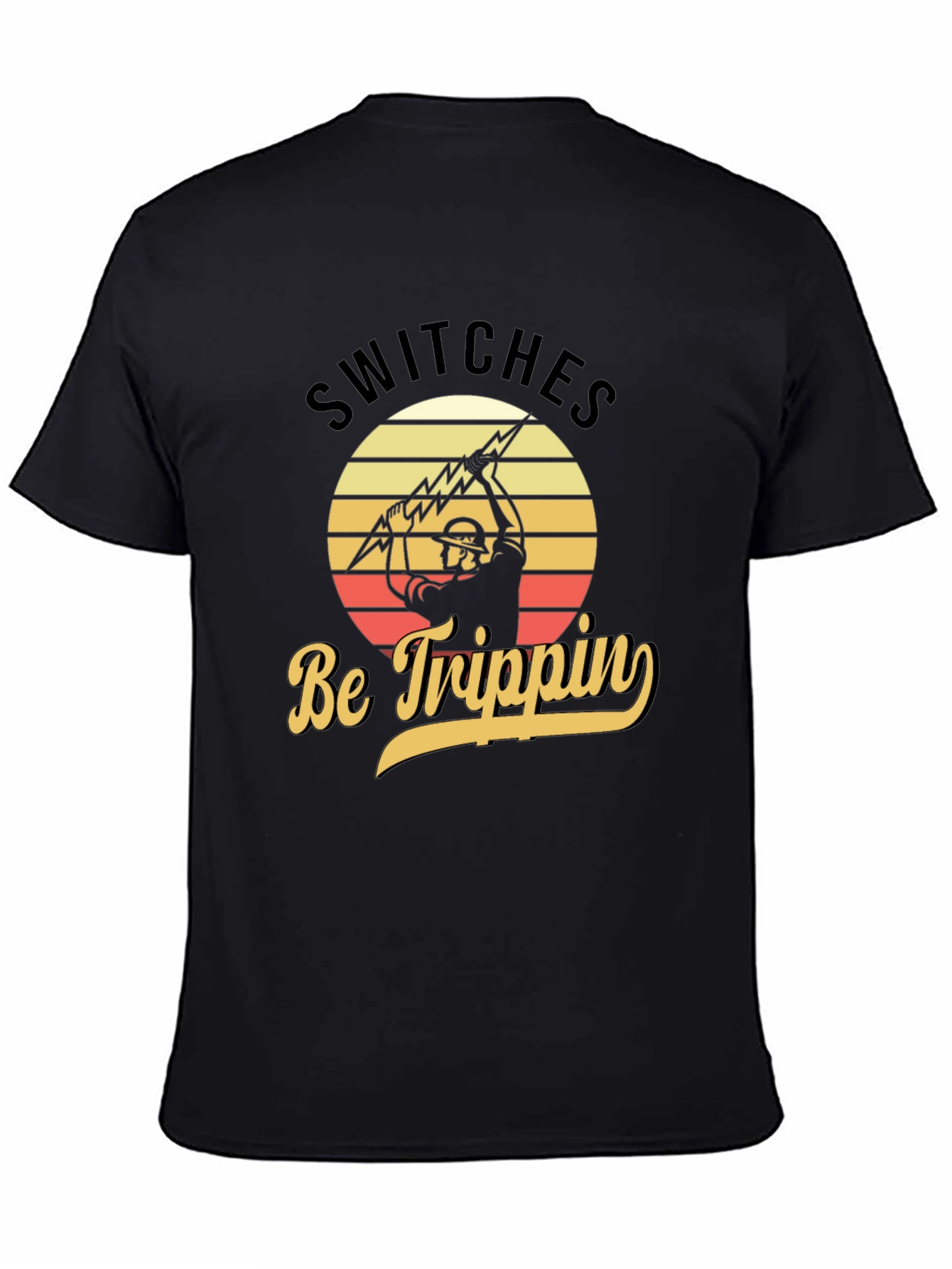 Black Switches Be Trippin' Electrician T-Shirt view 4