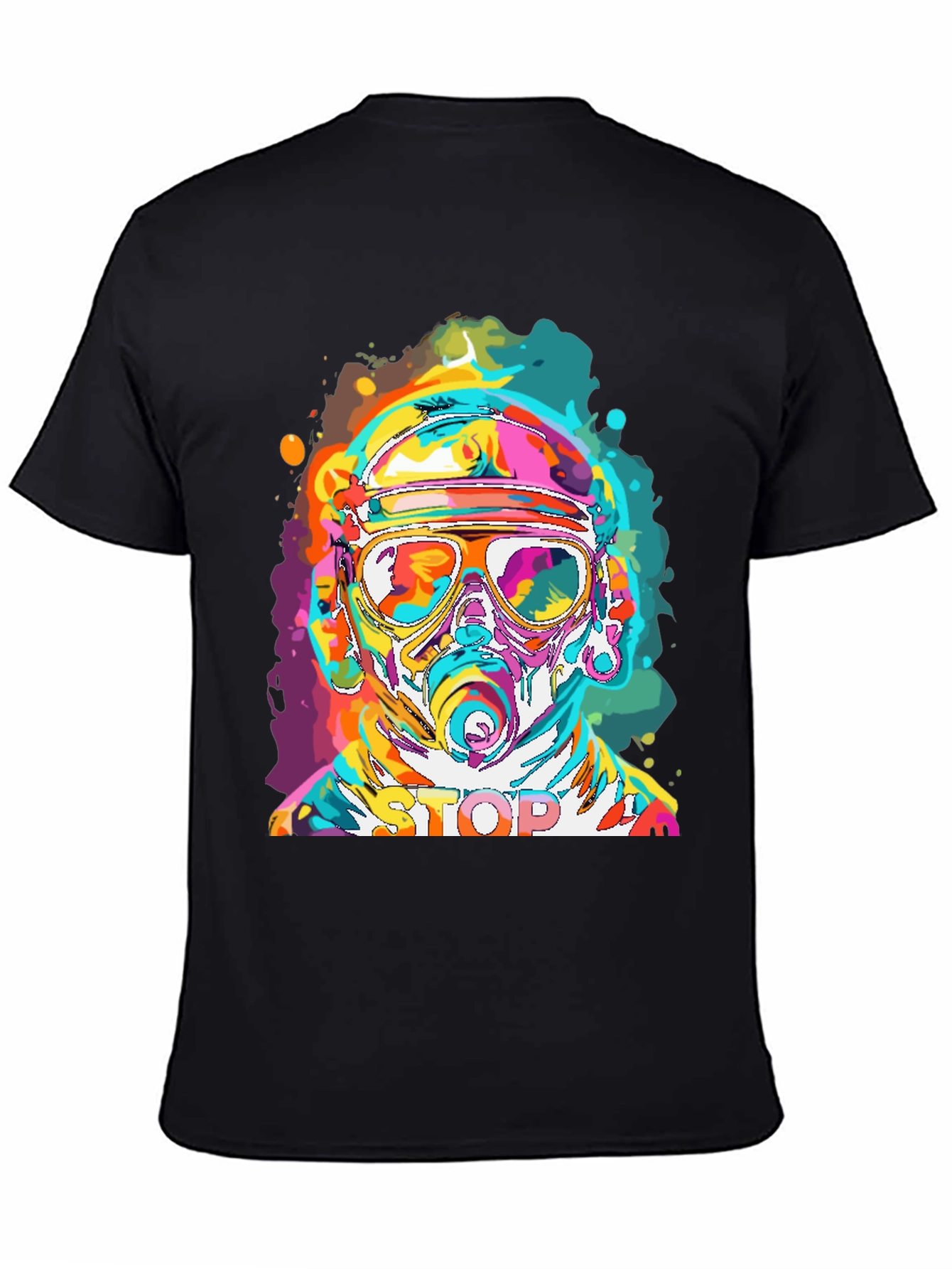 Black Vibrant Stop Graphic Tee - Men's Black Crew Neck view 4