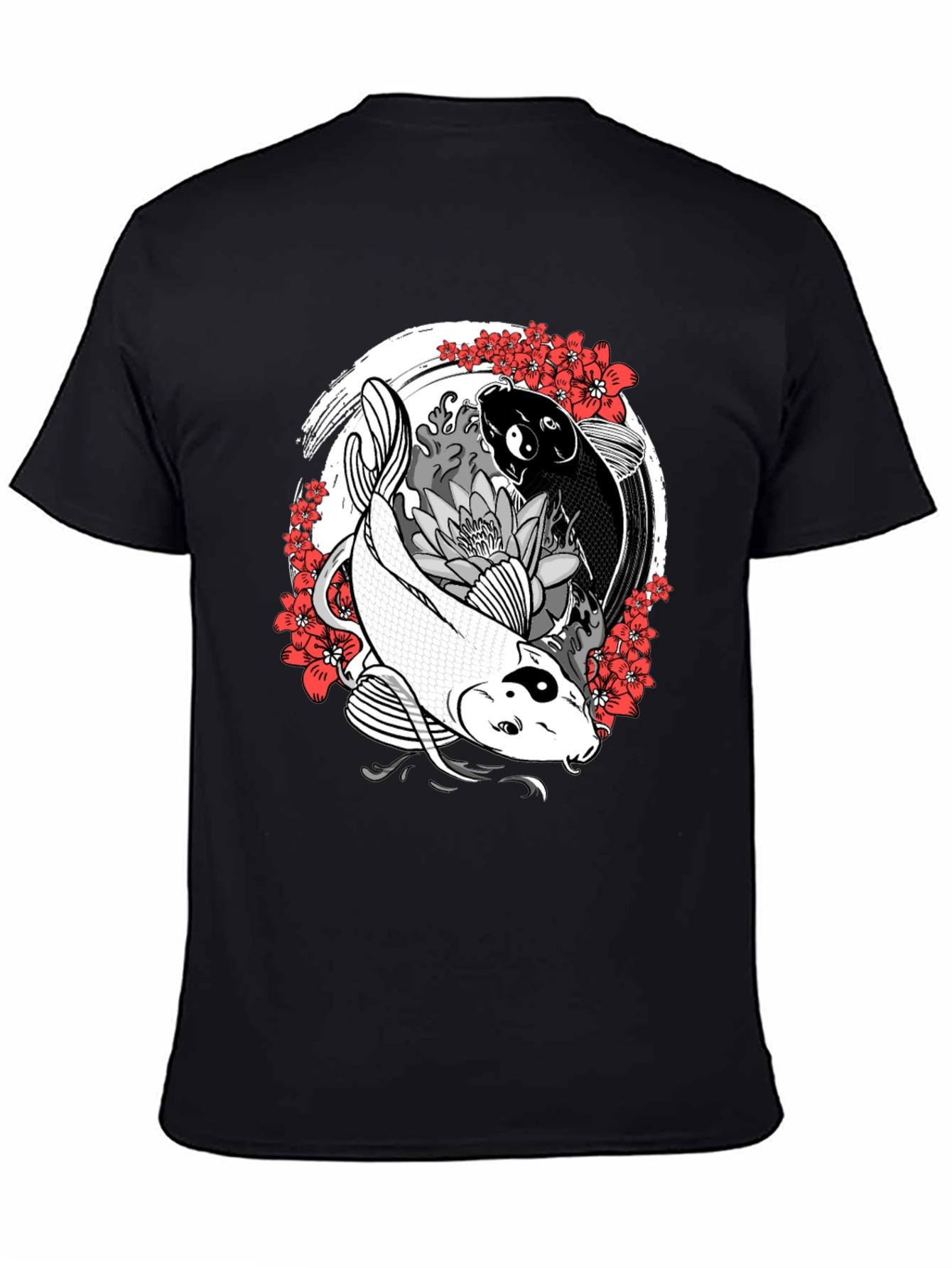 Black Yin Yang Koi Fish Graphic Tee - Harmony & Balance view 4