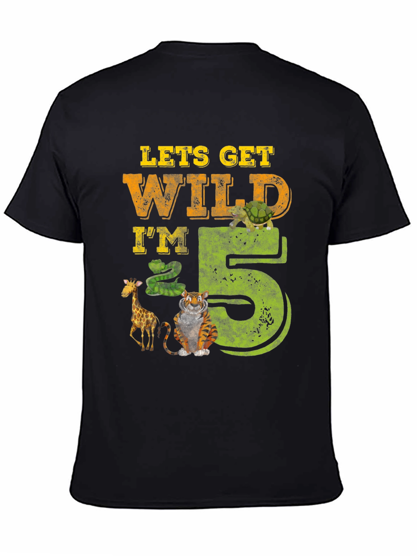Black Lets Get Wild I'm 5 Birthday T-Shirt view 4