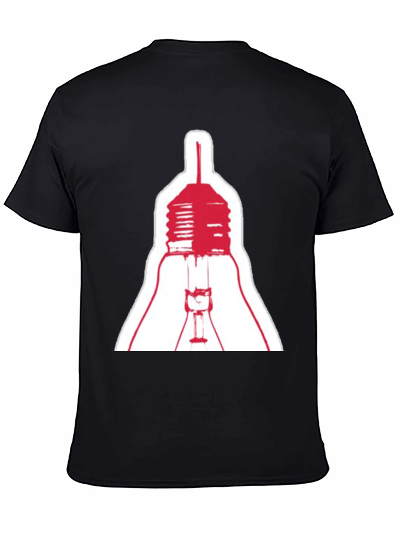Black Men's Black T-Shirt with Lightbulb Graphic view 4