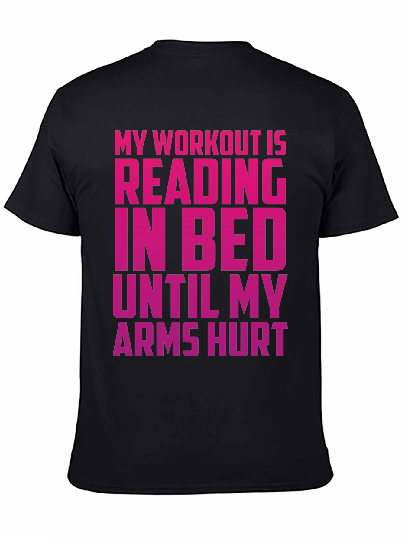 Black Funny Workout T-Shirt - Reading in Bed Tee view 4