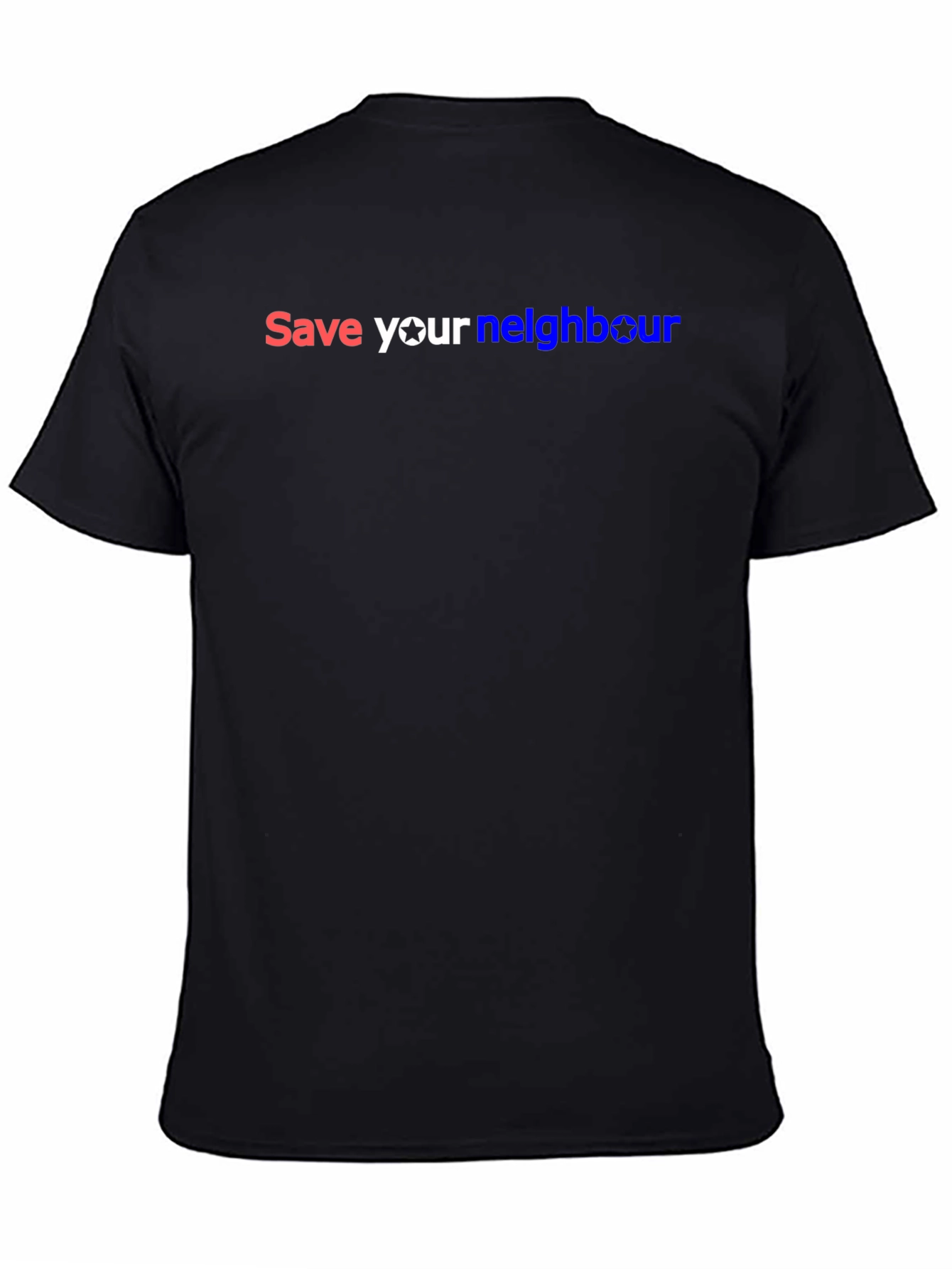 Black Save Your Neighbour Black Graphic T-Shirt view 4