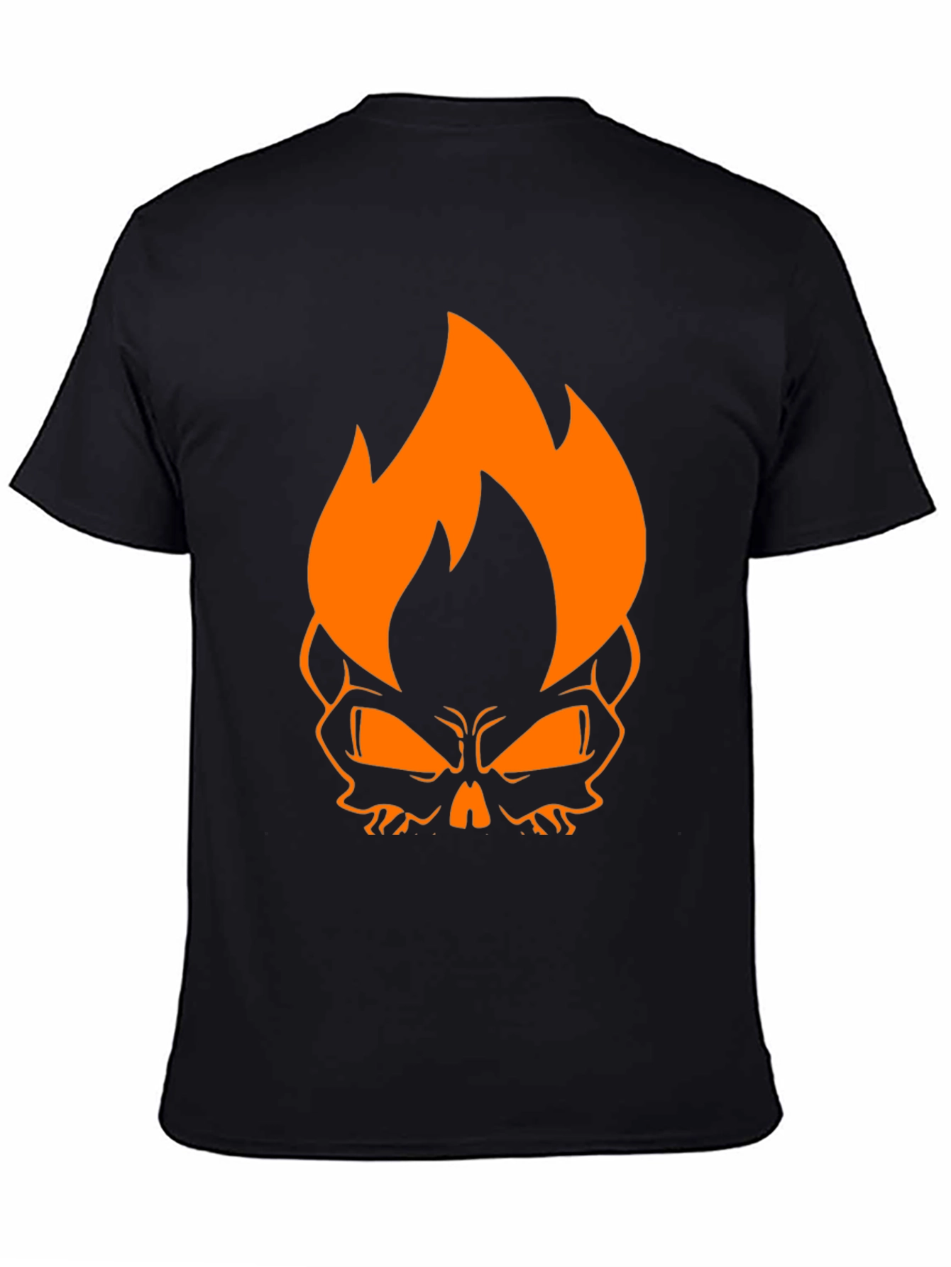 Black Flaming Skull Graphic Tee - Black Cotton T-Shirt view 4
