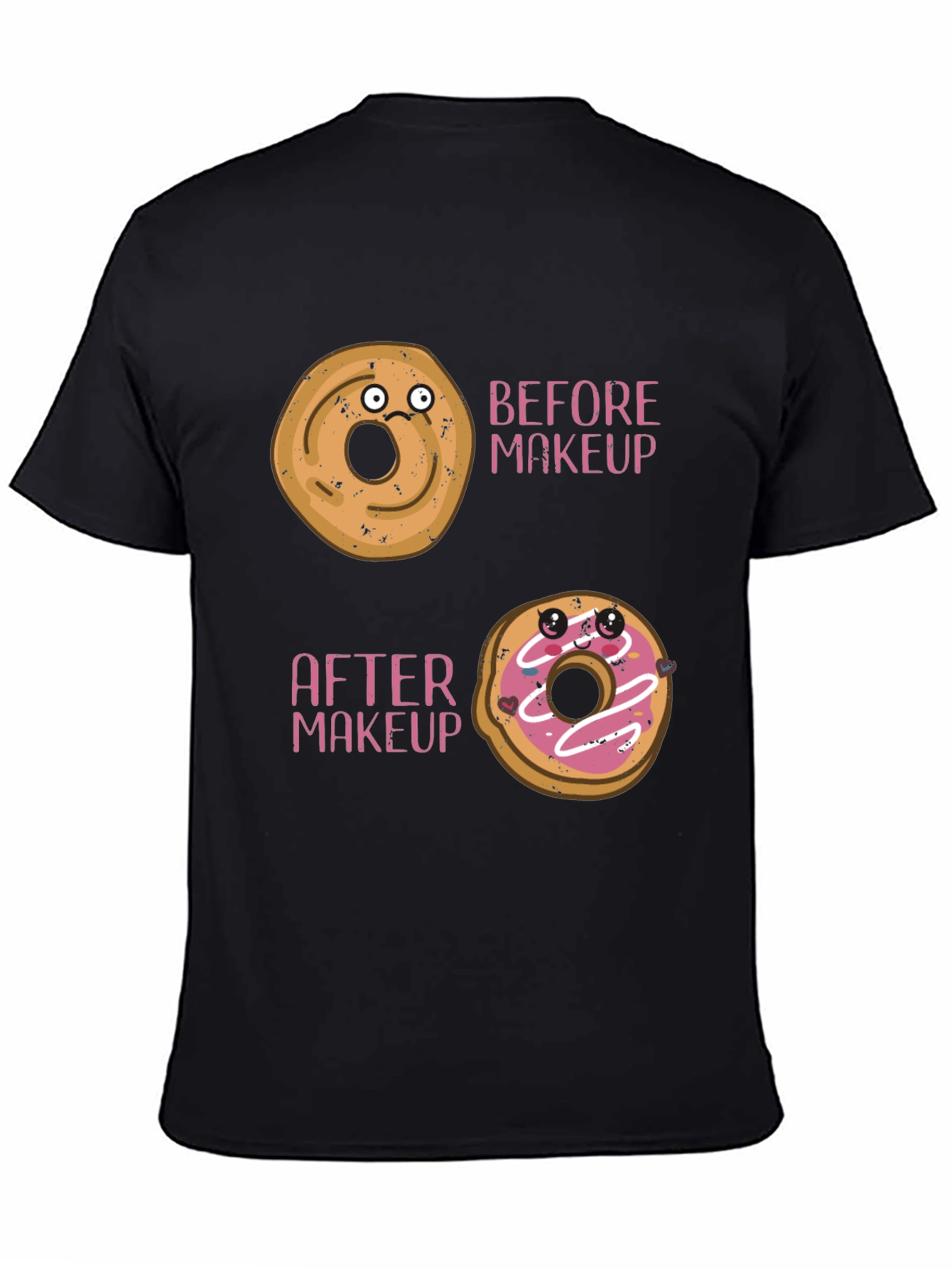 Black Funny Donut Makeup T-Shirt view 4